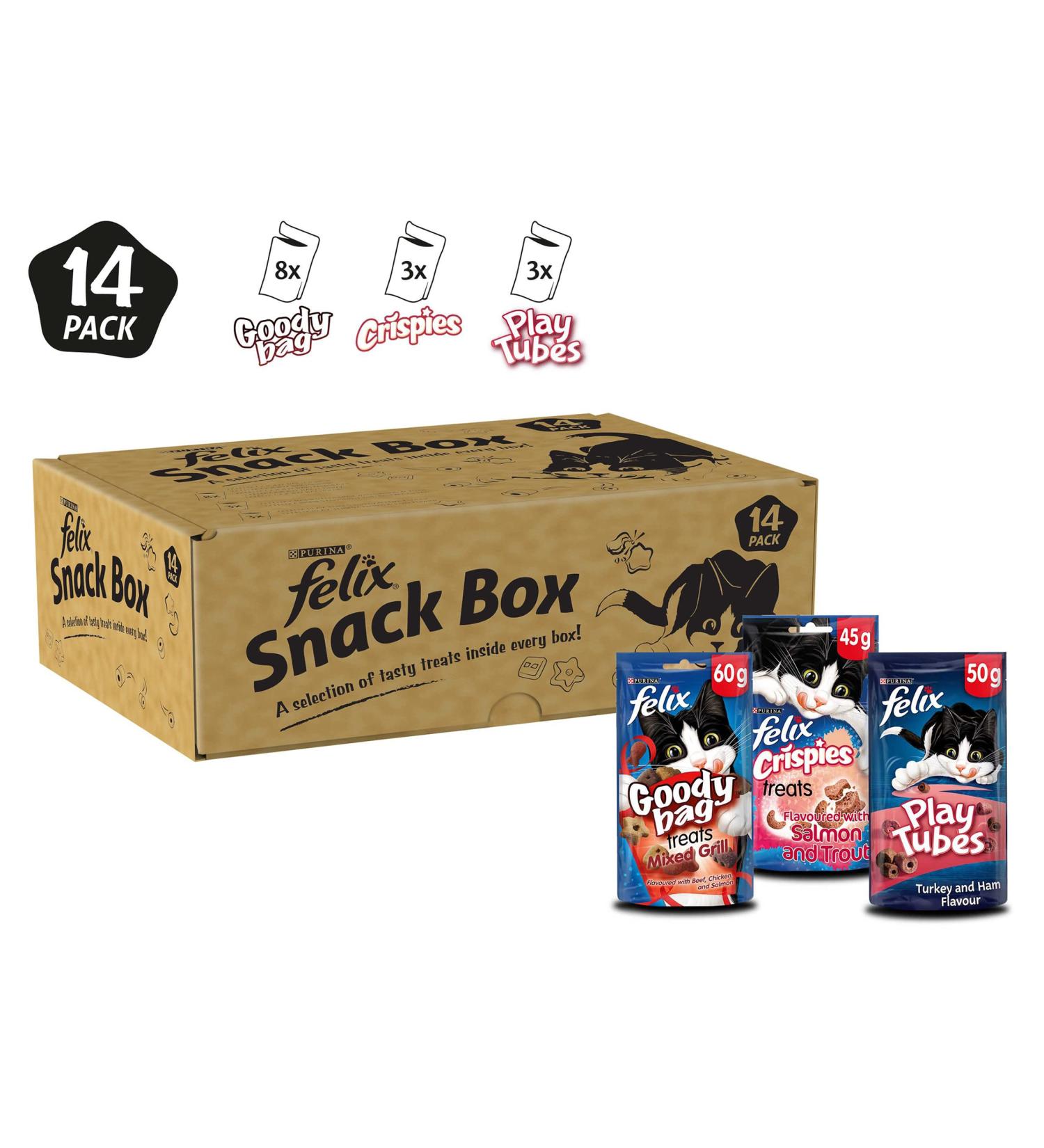 Felix Mix Cat Treats Brown Pack of 14 Assorted 54.64 g (Pack of 14) - Buy Online on GoSupps.com
