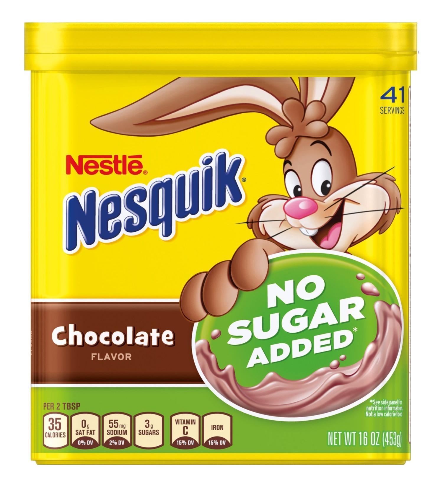 Nestle Nesquick No Sugar Added Chocolate Powder 16 Oz (Pack of 2) - Buy Online on GoSupps.com