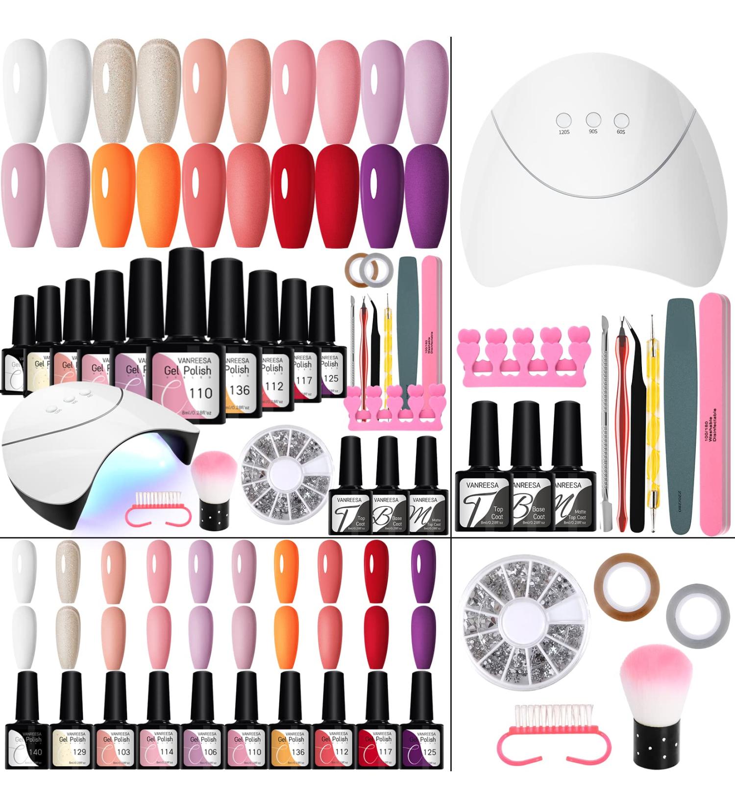 VANREESA Gel Nail Polish Kit | 10 Color & 20 Effect Gel Polish Set with U V LED Nail Light | Perfect Nail Kit for Beginners | Great Women's Gift - Buy Online on GoSupps.com