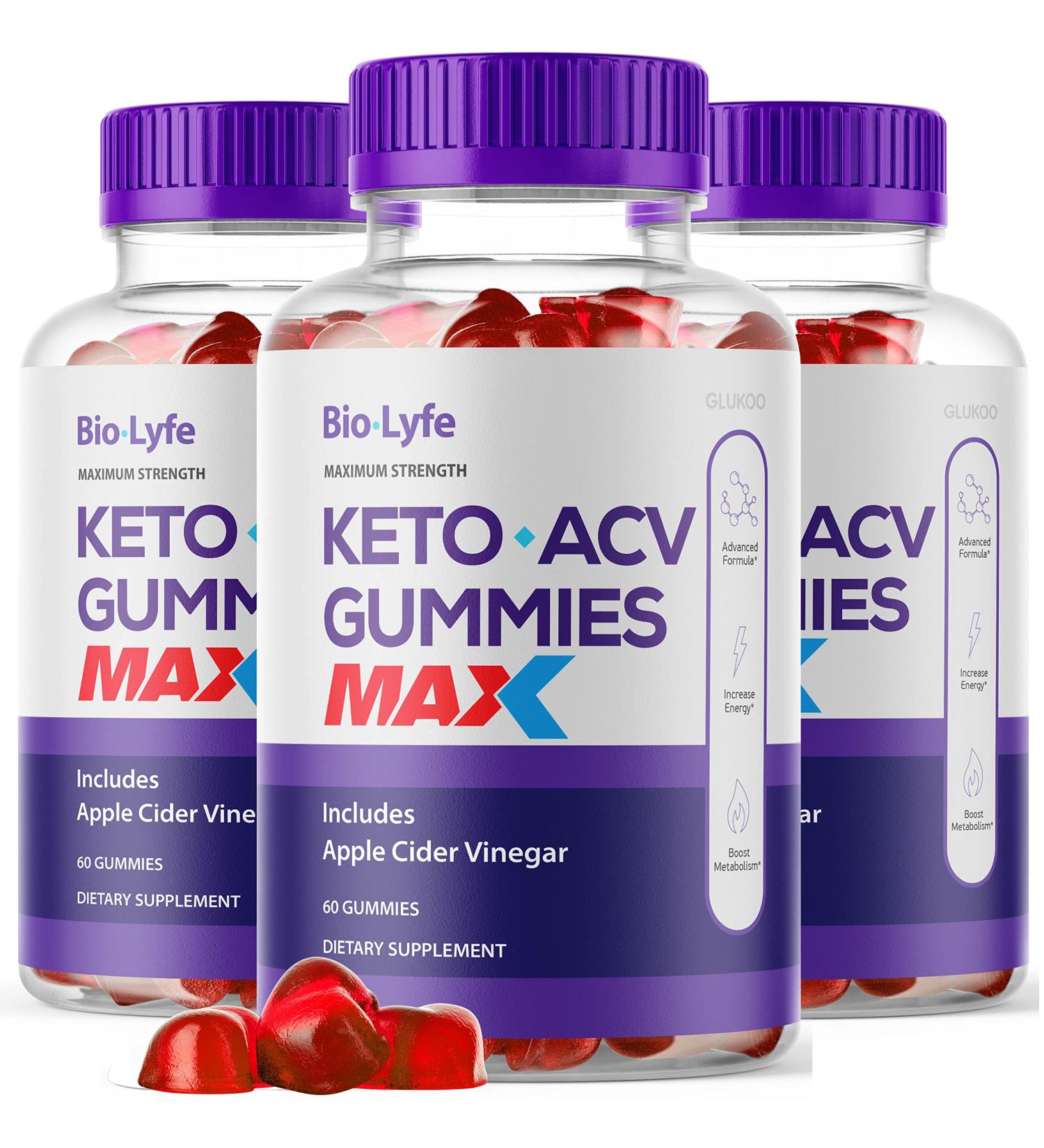 Biolyfe Max Keto ACV Gummies - 3 Pack, Advanced Formula with Apple Cider Vinegar and Minerals for 90 Days Supply - Buy Online on GoSupps.com
