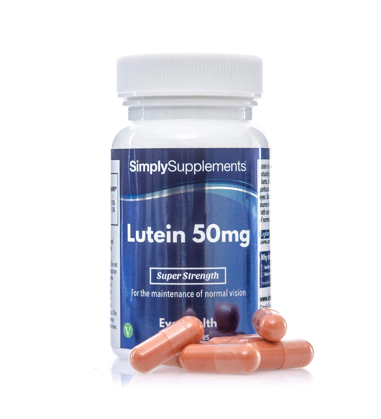 Lutein 50mg Capsules - 60 Vegan Capsules for Eye Health - Up to 2 Months Supply - SimplySupplements - International Shipping Available - Buy Online on GoSupps.com