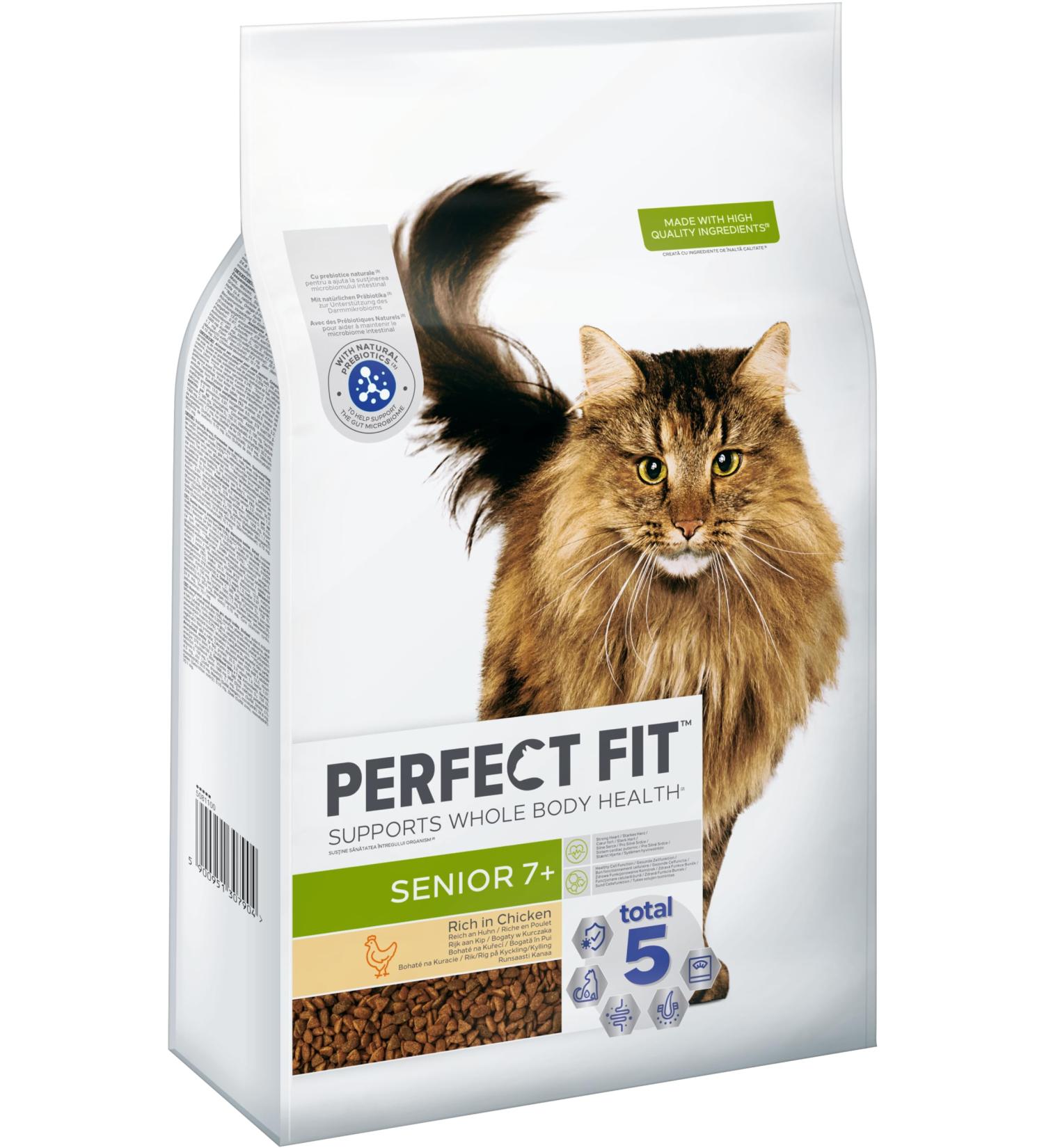 PERFECT FIT Senior Cat Dry Food - Chicken Formula for Cats 7+ Years 7 kg Bag - Premium Nutrition for Older Cats - Buy Online on GoSupps.com