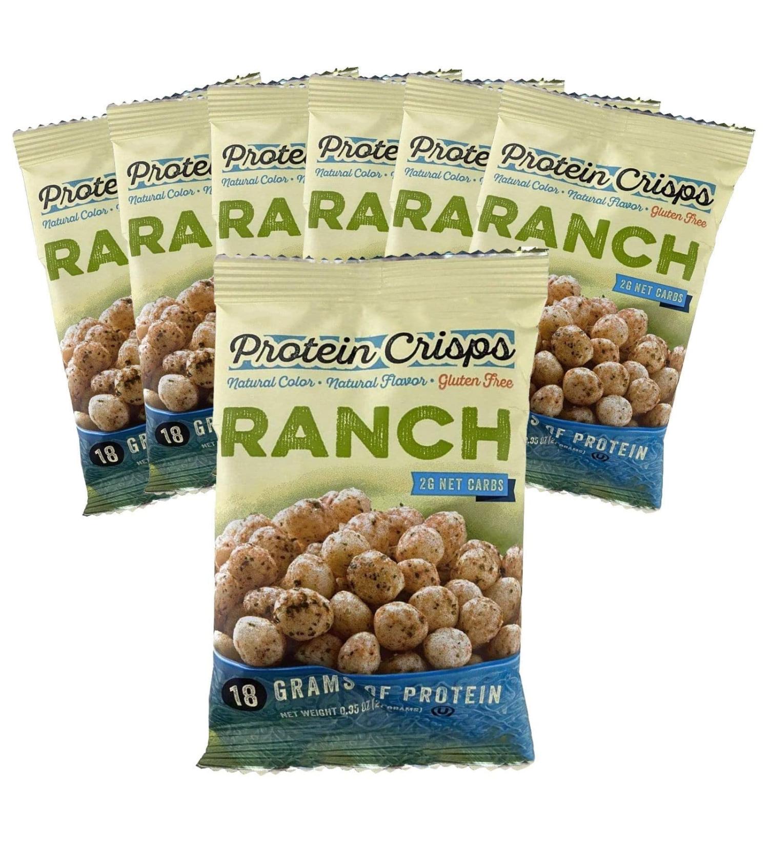 HealthSmart Ranch Crisps: 18g Protein, Low Calorie, Low Carb, Vegetarian, Keto-Friendly - 7 Single Serving Bags - Buy Online on GoSupps.com