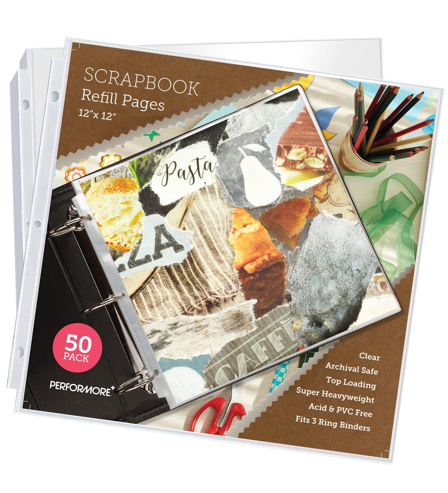 50 Pack 12.25x12.25 Clear Sheet Protectors for Scrapbook Refill Pages - Top Loading, Archival Safe Plastic Sleeves for Documents and Photos - Buy Online on GoSupps.com