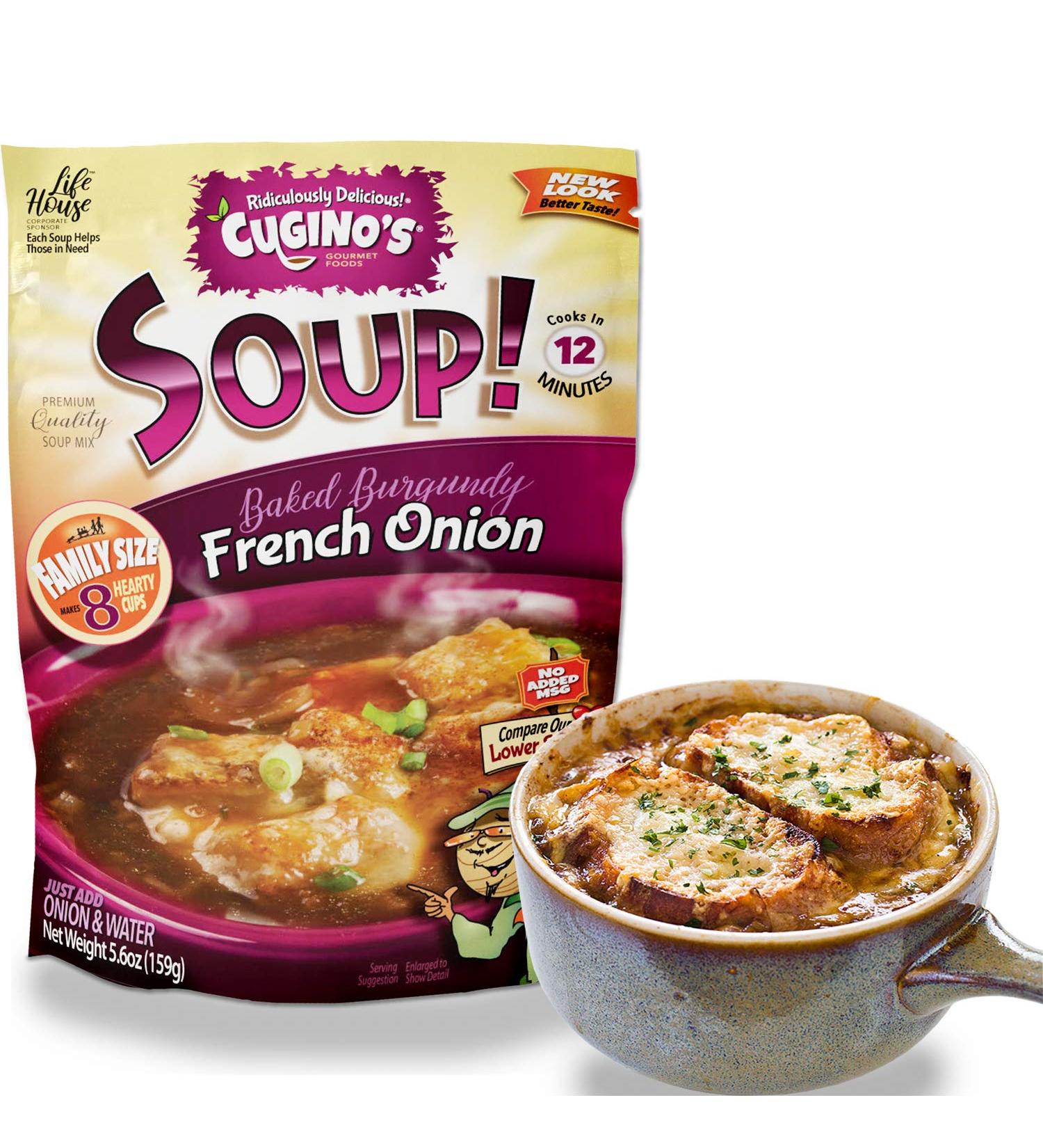Cugino's French Onion Soup Mix 2 Pack - Traditional Baked Burgundy Flavor | Fresh Herbs & Spices | Cooks in 12 Minutes | Made in USA - Buy Online on GoSupps.com