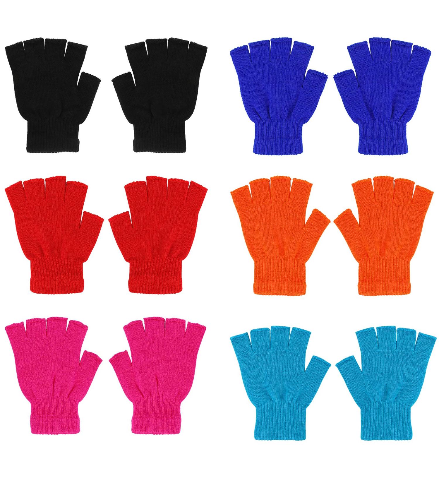 QKURT 6 Pairs Half Finger Winter Gloves for Kids - Knit Gloves for Children Over 16 Years Old - Buy Online on GoSupps.com
