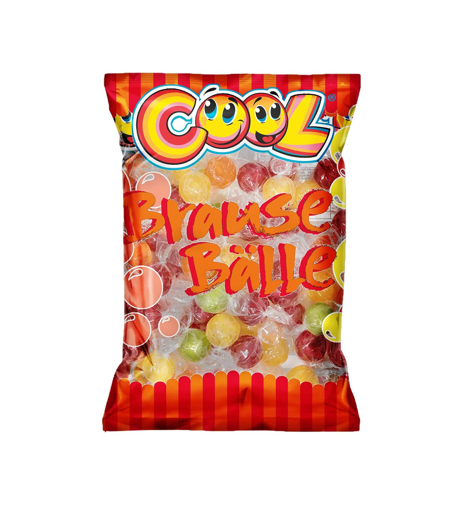 Cool Cool Pack of 2 shower balls with a fizzy taste individually wrapped hard caramels with a fruity taste and shower powder (2 x 1000 g)