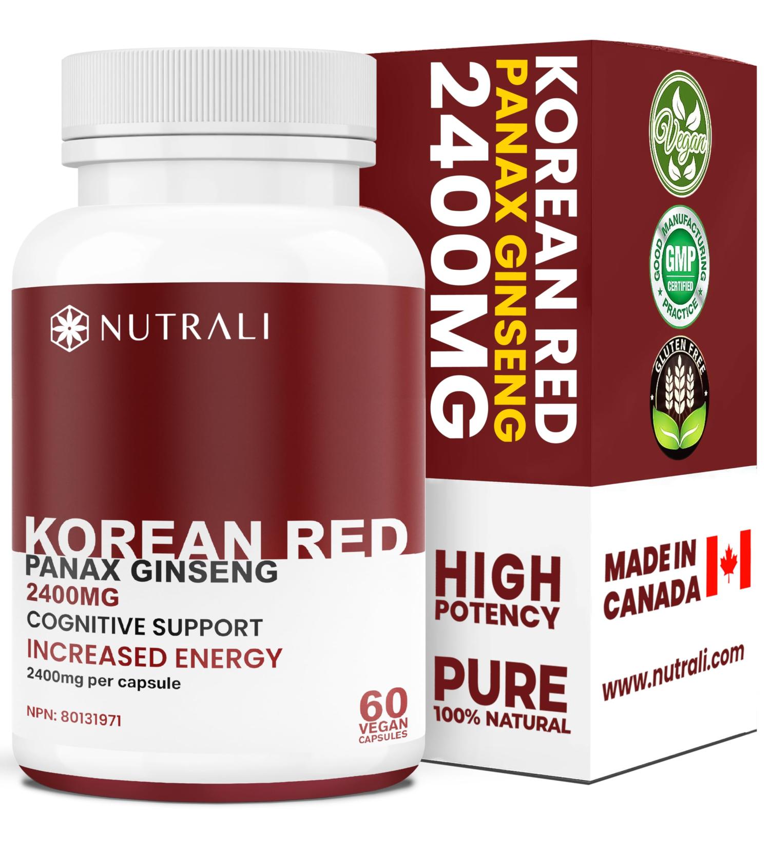 2400mg HIGH POTENCY Pure Korean Red Panax Ginseng capsules Powerful Energy Ginseng Supplement for Men & Women Cognitive and Immune Support. Non-GMO Vegan Gluten Free. 60 Easy to Swallow 4:1 Extract Capsules. 60 count (Pack of 1) - Buy Online on GoSupps.com