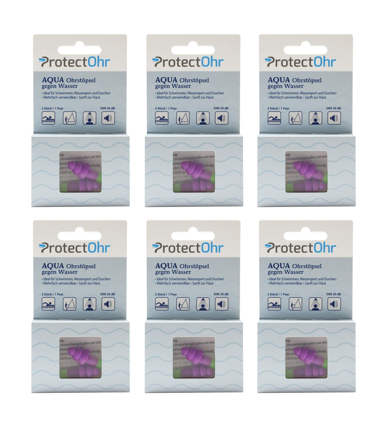 Protectrohr Aqua Earplugs - Reusable Silicone 6 Pairs - Ideal for Swimming Water Sports & Noise Protection - Extra Soft Purple - Buy Online on GoSupps.com