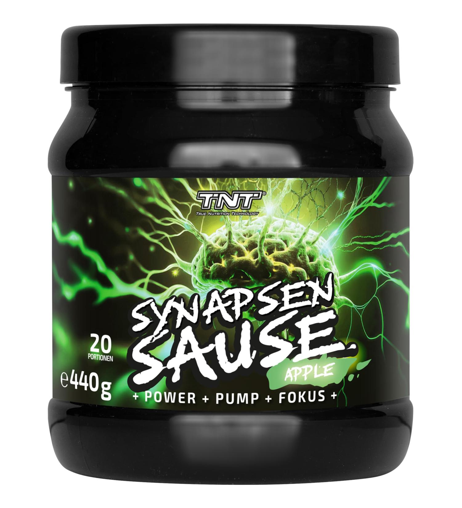 TNT SYNAPSENSAUS Apple Pre-Workout Booster - 440g Fitness & Bodybuilding Supplement with L-Citrulline Caffeine & Guarana | High Quality Made in Germany 20 Portions - Buy Online on GoSupps.com