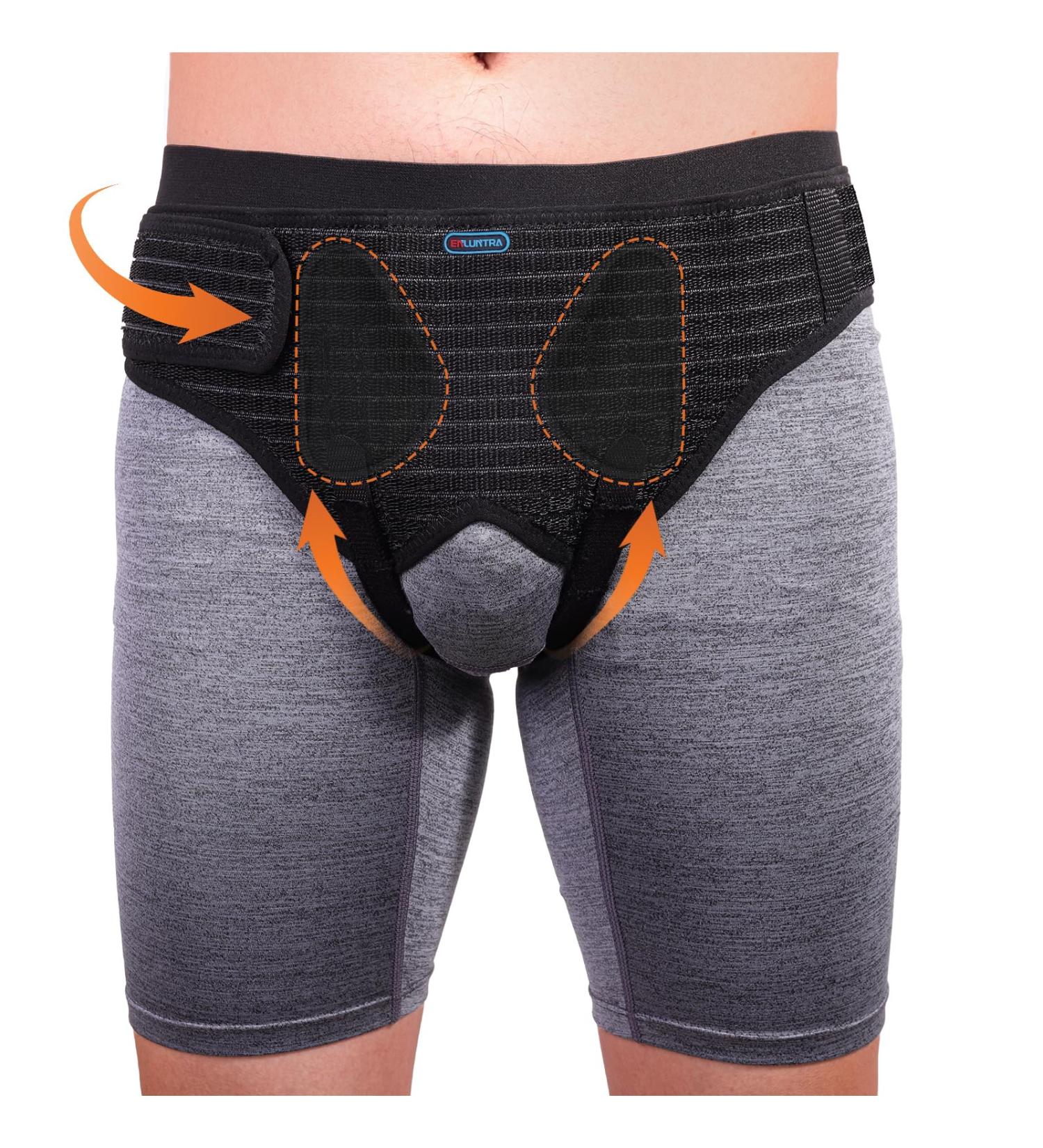Buy Adjustable Hernia Belts for Men & Women - Inguinal Support Truss with 4 Compression Pads | Medium Black - Buy Online on GoSupps.com
