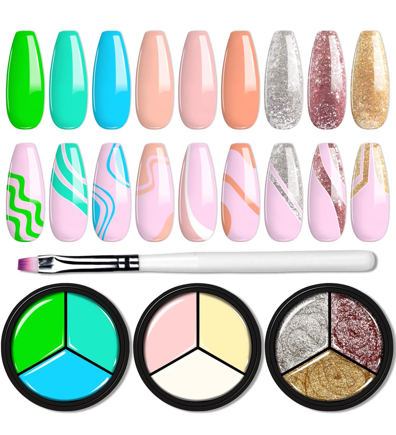 Solid Gel Polish Set - 3 in 1 Pudding Cream Colors for Nail Art | Soak Off LED UV Nail Polish with Brushes - Nude Pink G004 - Buy Online on GoSupps.com