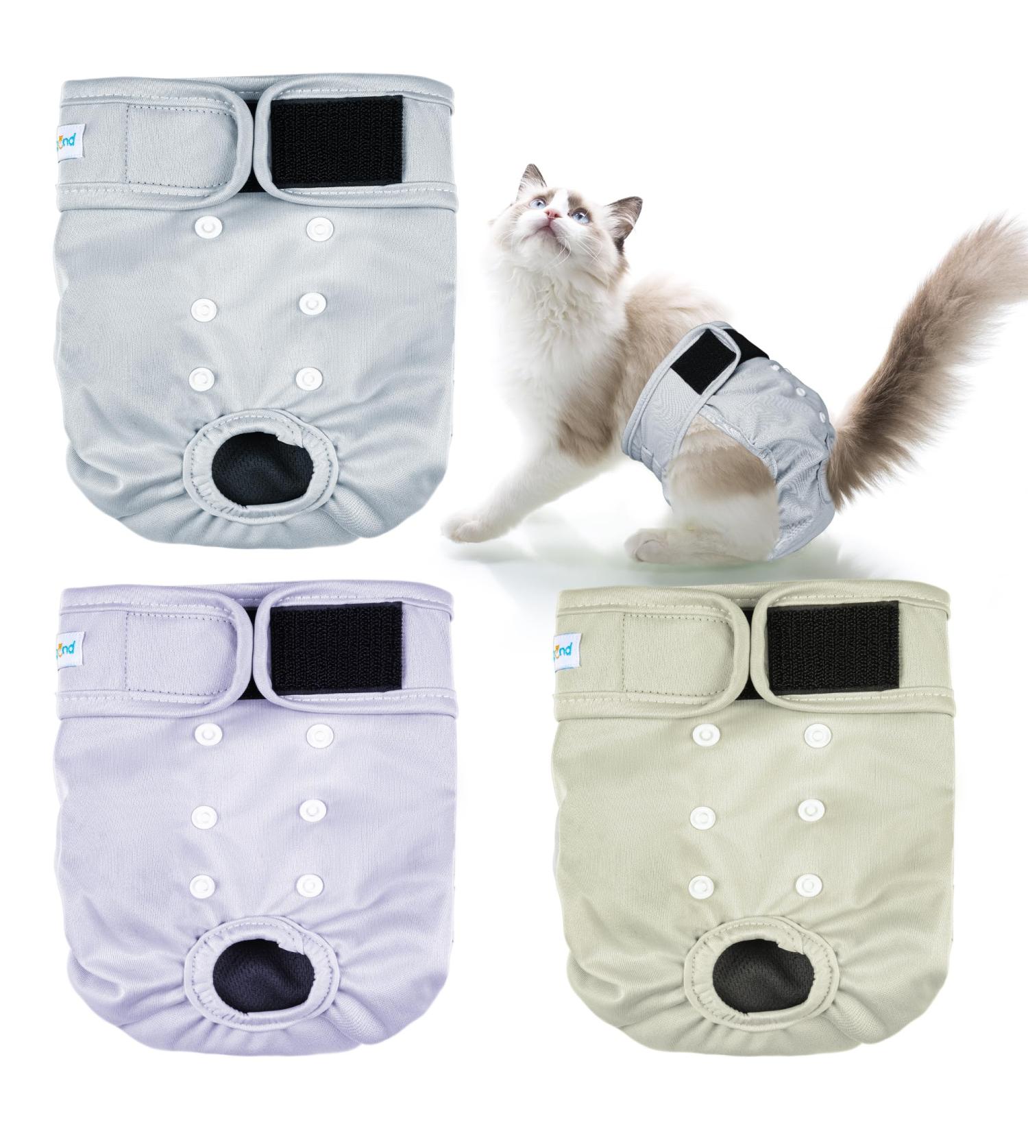 Paw Legend Cat Diapers for Female Cats - Washable & Reusable Incontinence Pet Diapers (3 Pieces Medium) - Morandi Color - Buy Online on GoSupps.com