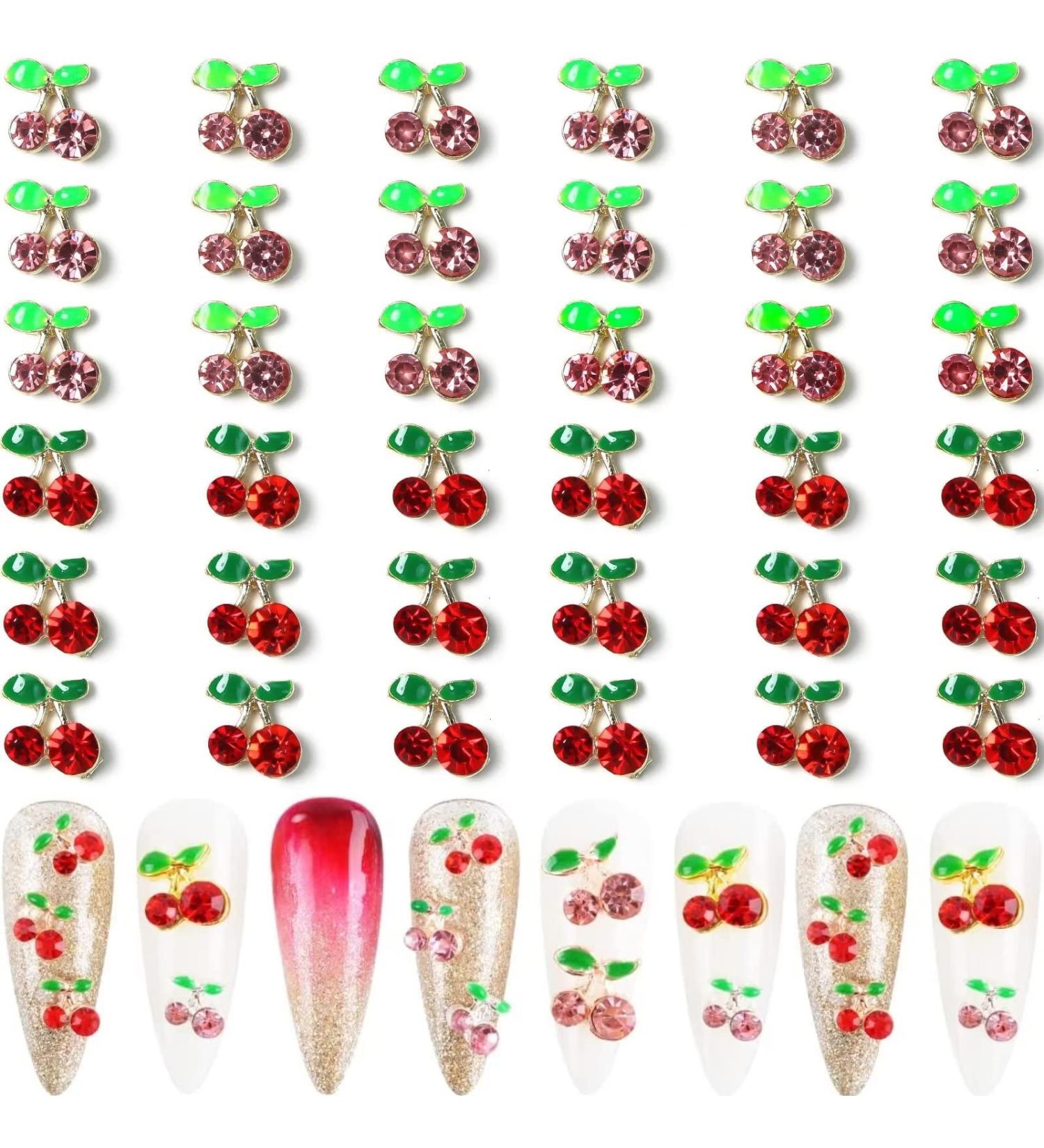 RUNRAYAY 36Pcs 3D Cherry Nail Art Charms Red & Pink Elegant Nail Studs Diamonds for Nail Accessories Summer Fruit Nail Jewelry Decoration for Diy Crafts Nail Decor - Buy Online on GoSupps.com