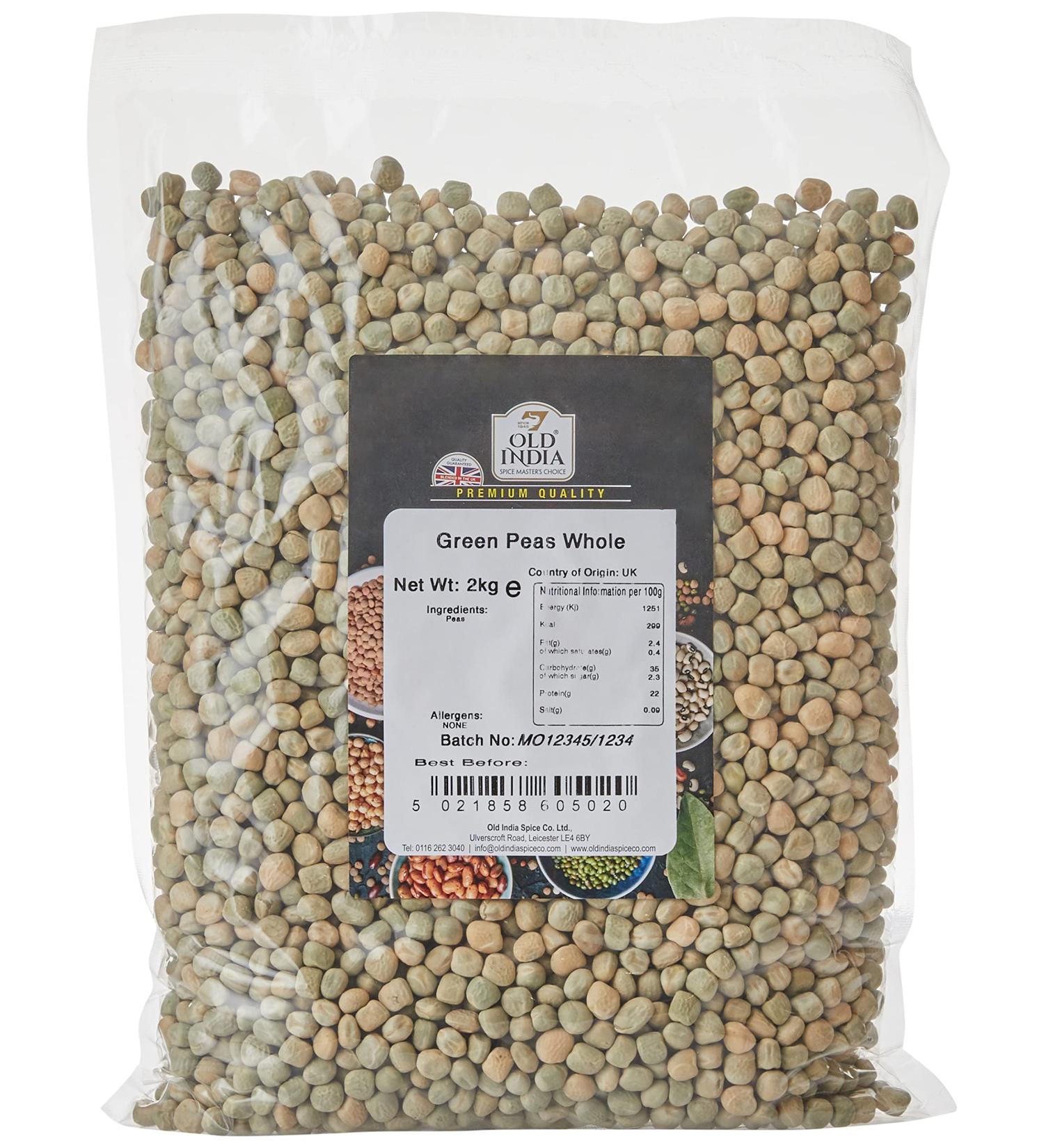 Old India Green Peas Whole 2kg - Premium Quality Peas - 2 kg Pack - Buy Online on GoSupps.com