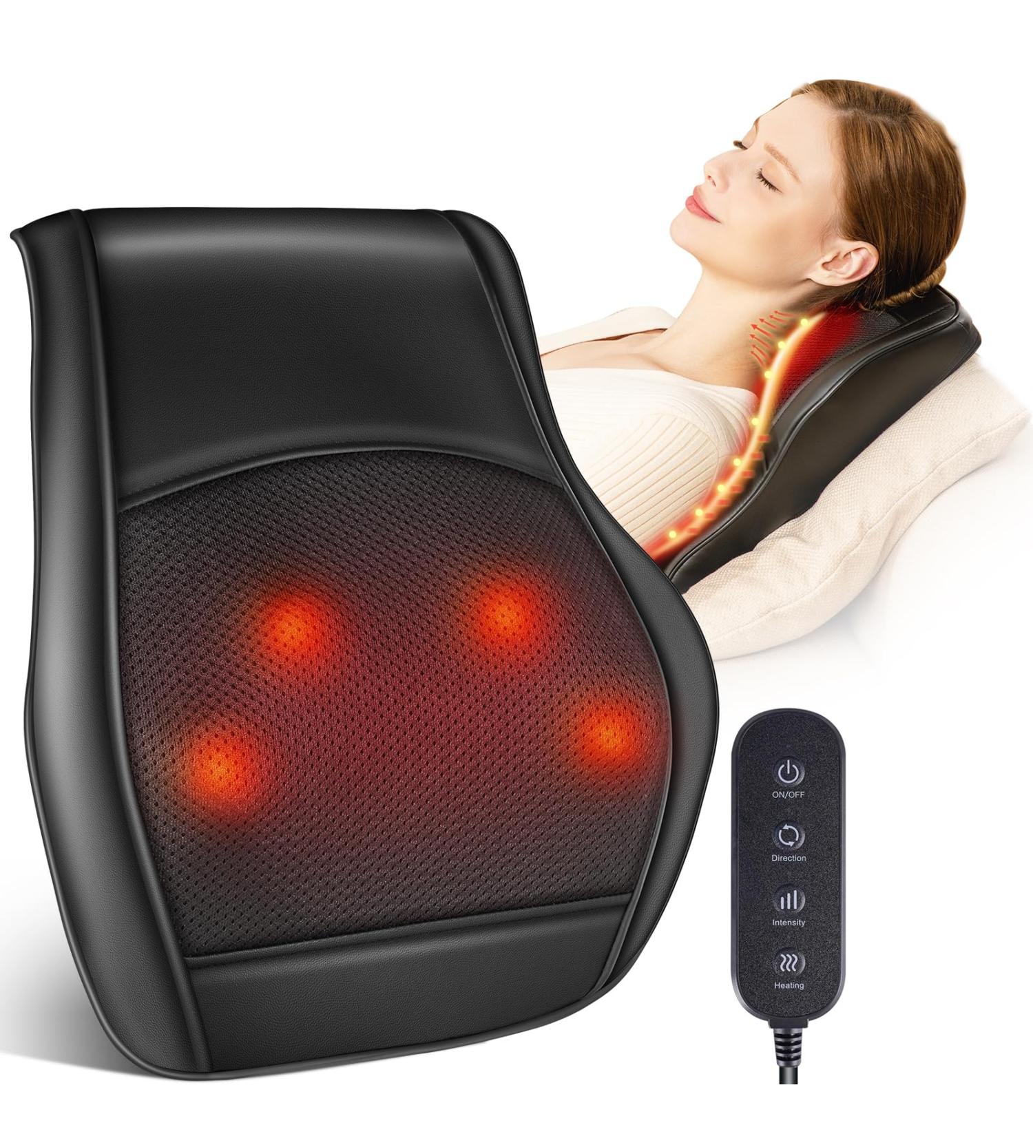 BRELEY Shiatsu Massage Device with Heat - Neck Back Shoulder & Leg Massager with Rotating Heads - Perfect Gift for Mom & Dad - Black - Buy Online on GoSupps.com