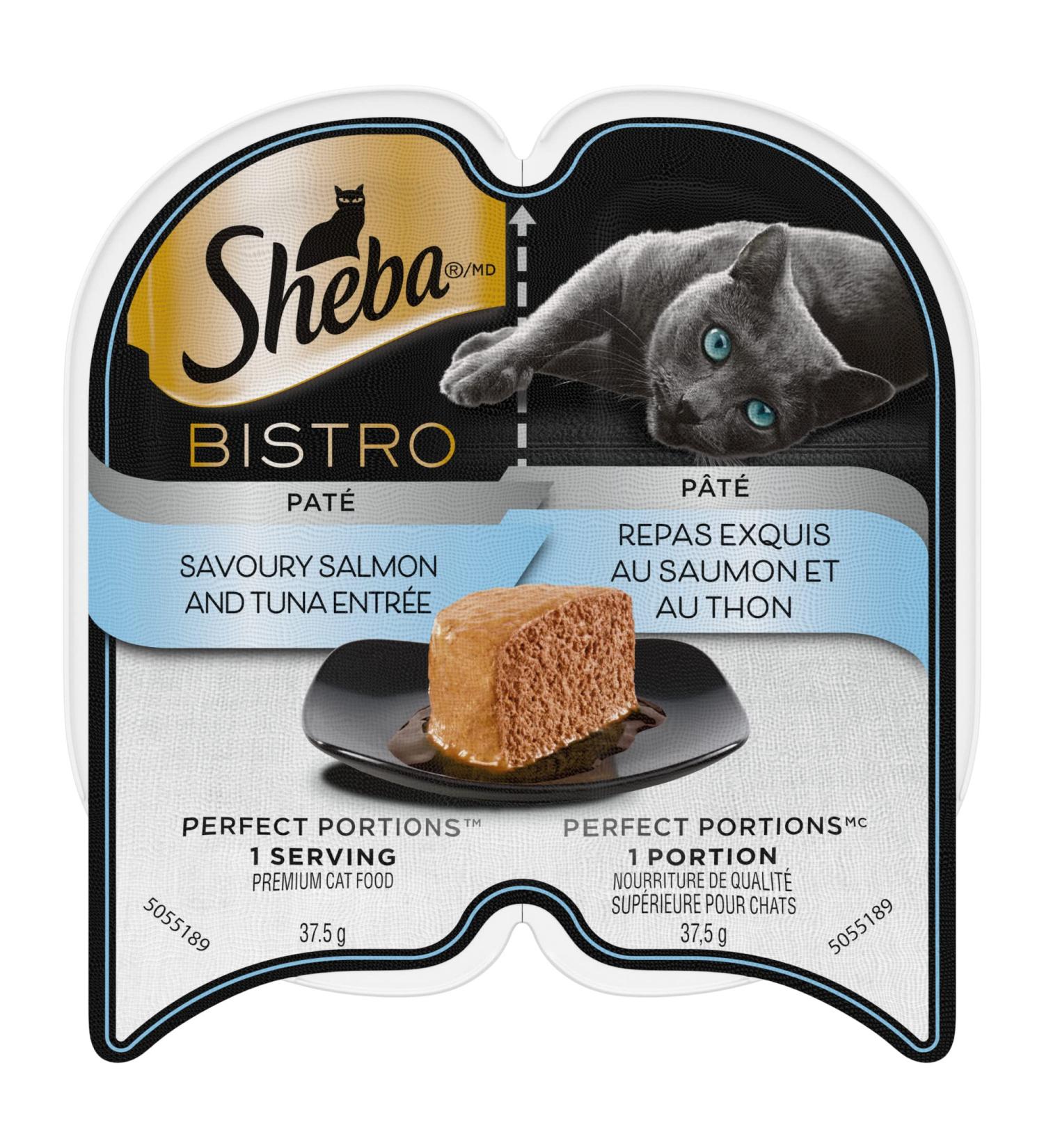 SHEBA Bistro Perfect PORTIONS Cat Food Wet Adult Pat Savoury Salmon & Tuna Entr e 75g Tray (24 Pack) Pat Salmon & Tuna Entr e 75 g (Pack of 24) - Buy Online on GoSupps.com