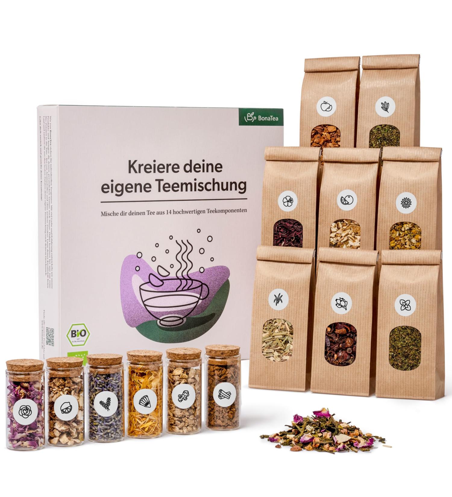 DIY Tea Blend Set Gift - 14 Organic Tea Varieties for Women | Create Your Own Unique Blends - Buy Online on GoSupps.com