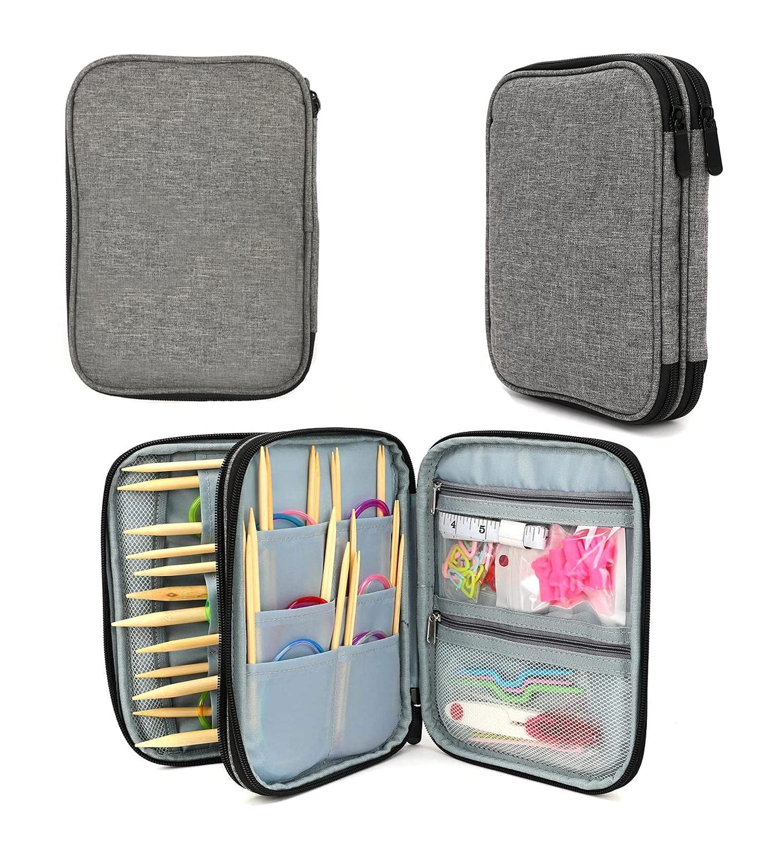 Knitting Needles Case - Zipper Storage Organizer Bag for Various Needles & Accessories - Buy Online on GoSupps.com
