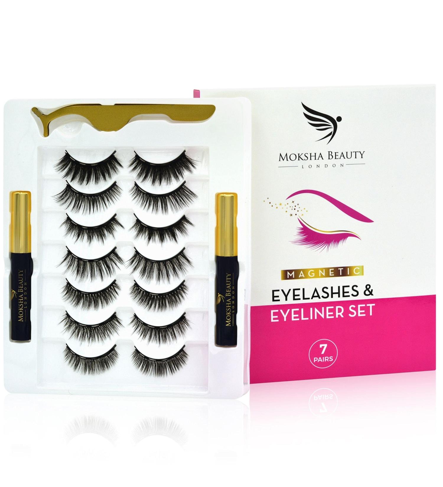 Magnetic Eyelashes Magnetic Eyeliner and Lashes Kit - Reusable 3D False Eyelashes with Tweezers Lash Set | No Glue Waterproof Eyeliner | Lashes Natural Look (7 Pack) - Buy Online on GoSupps.com