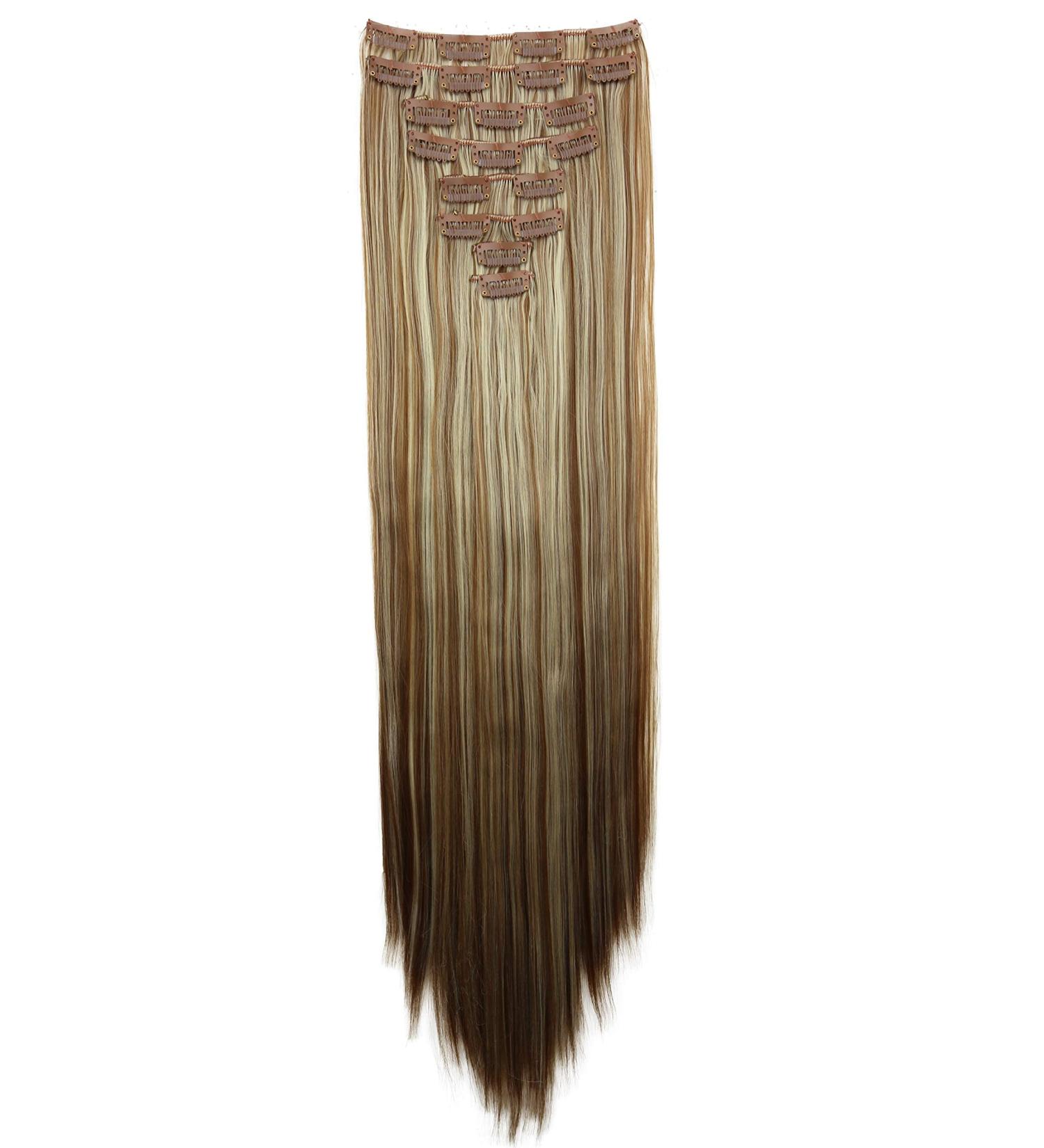 CAISHA by PRETTYSHOP XXL 24 8 Pieces Set Clip In Extensions Hair Extension Dark Blond Mix #27H613 - Straight Hairpiece CES14a - Buy Online on GoSupps.com