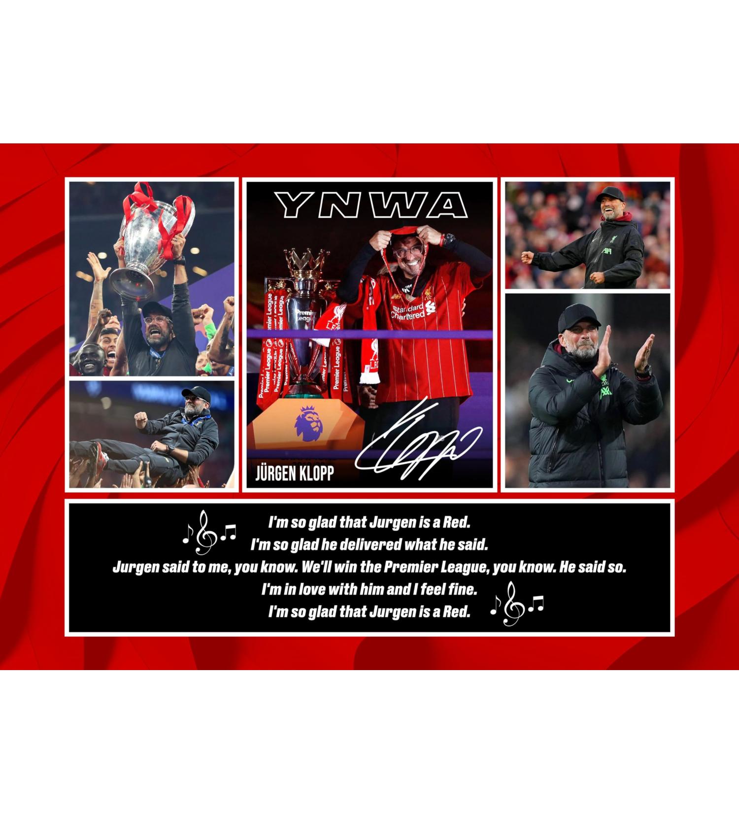 RJR Prints J rgen Klopp Liverpool Signed A4 Montage Photo - 'I'm So Glad Jurgen is a Red' Autogram Football Gift | International Shipping - Buy Online on GoSupps.com