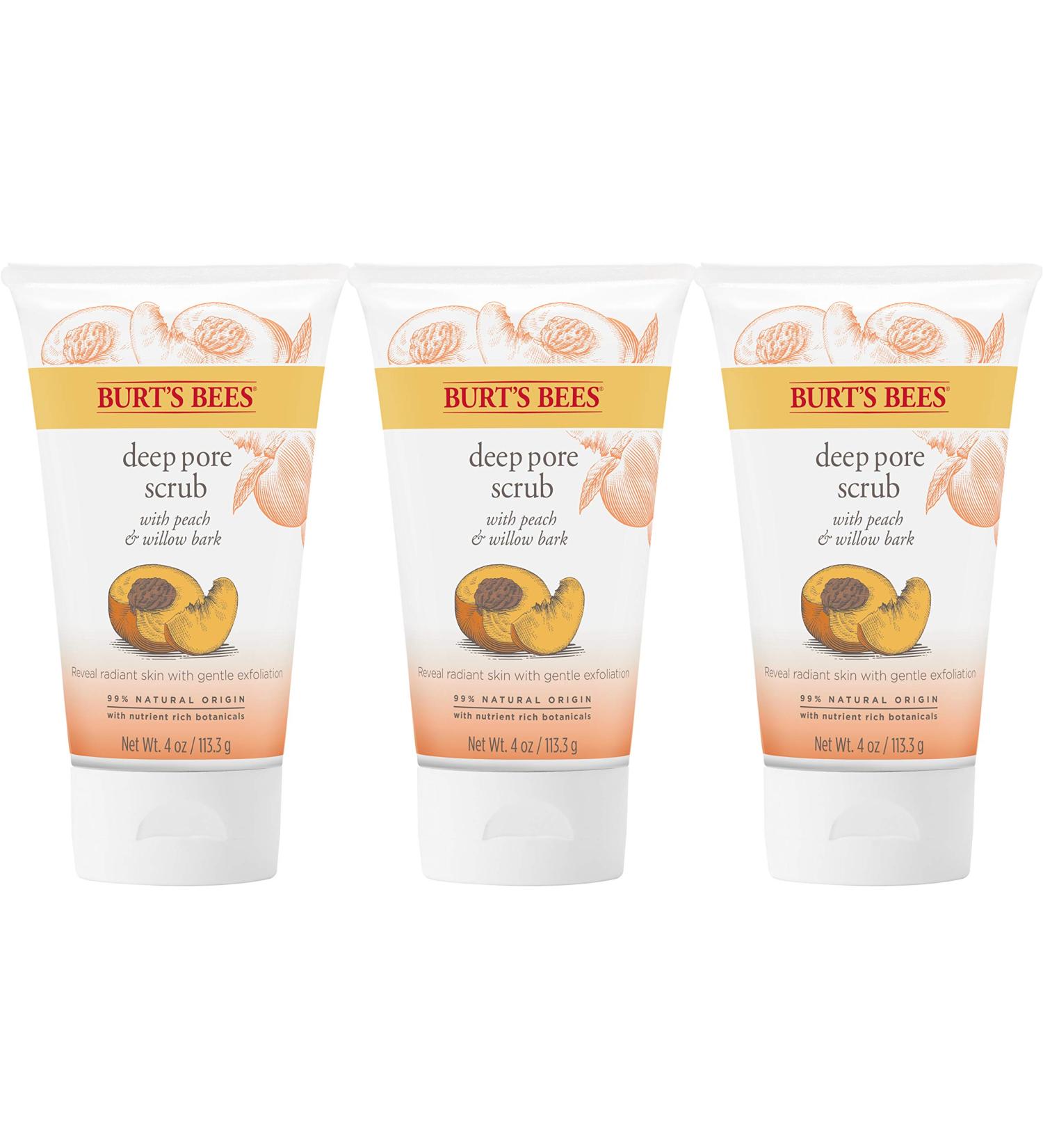 Burt's Bees Deep Pore Scrub - Peach & Willow Bark (4 oz) | Natural Exfoliating Cleanser - Buy Online on GoSupps.com