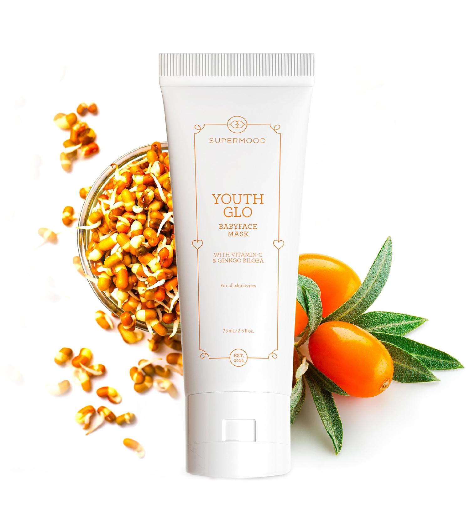 SUPERMOOD Glow Facial Mask - Hydrating Vitamin C & A Face Mask for Women | Soothing Natural Moth Bean Skincare - Buy Online on GoSupps.com