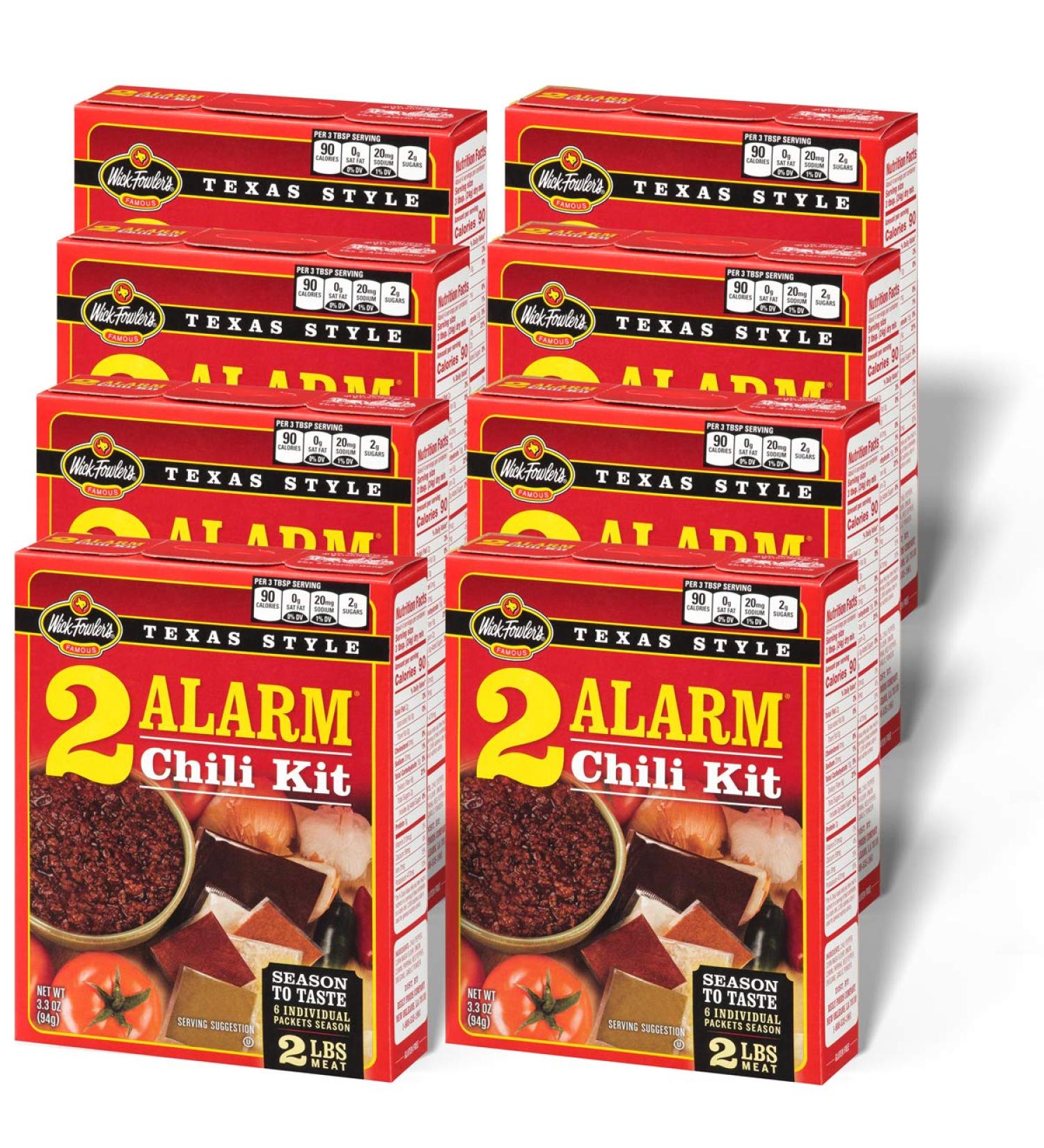 Wick Fowler's 2-Alarm Chili Kit 3.3 oz. Box (Pack of 8) - Authentic Blend for Delicious Chili - 2-Alarm 3.3 Ounce Pack of 8 - Buy Online on GoSupps.com