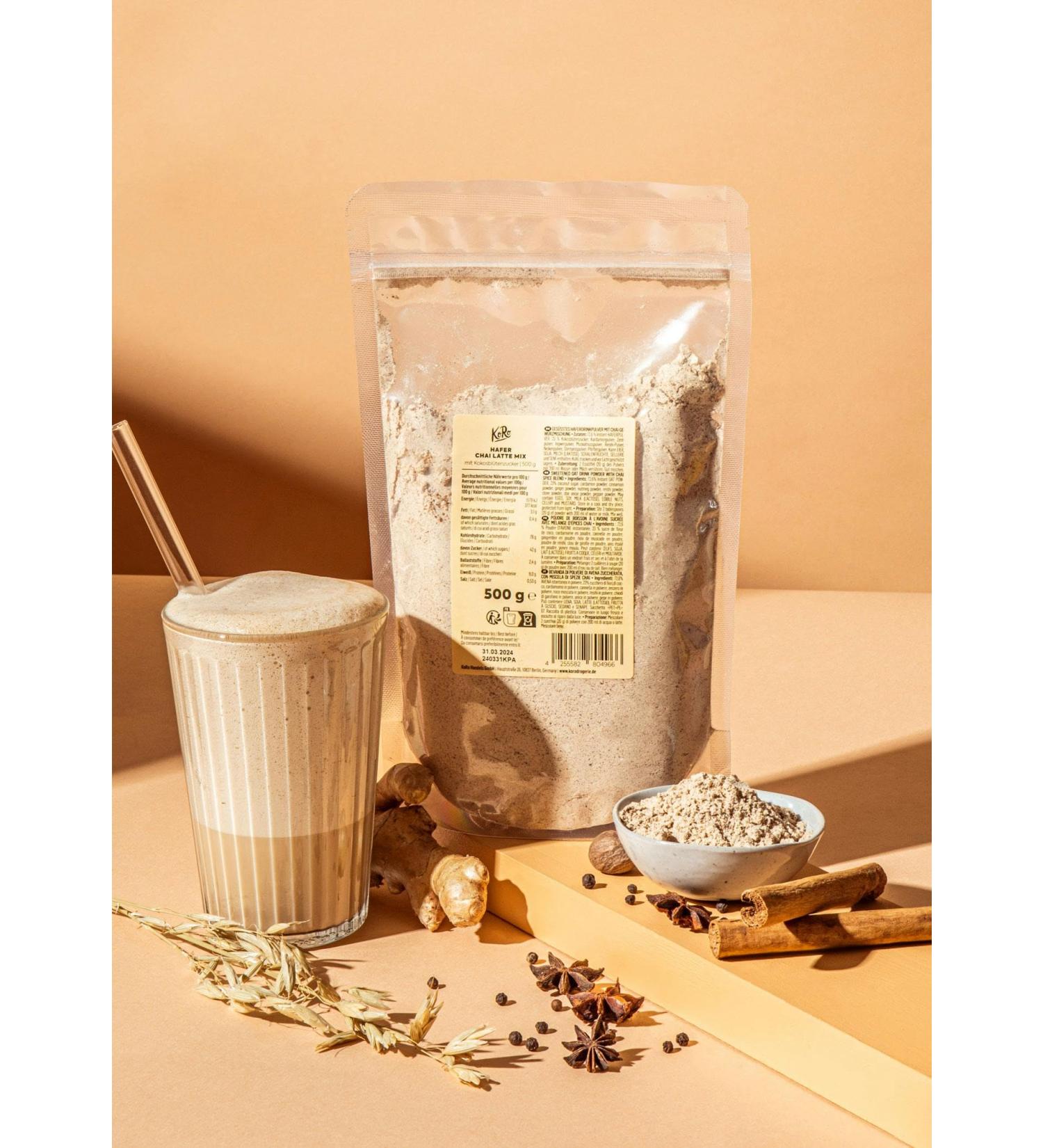 Buy KoRo Chai Latte Mix - Vegan Oat Drink 500g | Spicy-Sweet No Black Tea - International Shipping Available - Buy Online on GoSupps.com