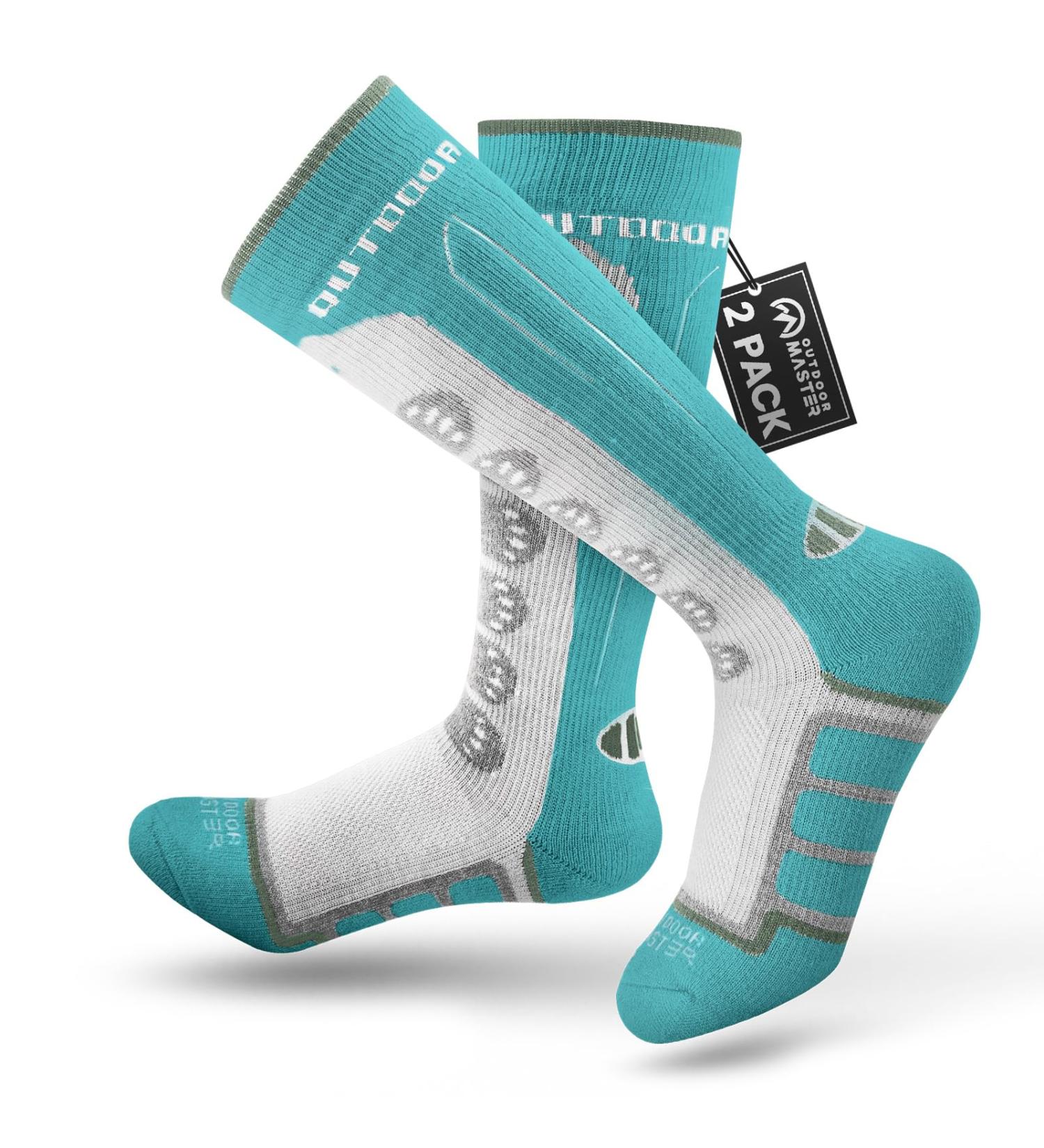 Buy Outdoormaster Children s Ski Socks 2-Pack - Merino Wool Winter Compression Thermal - Non-Slip Cuffs for Boys & Girls 36 Green | Ideal for Outdoor Adventures - Buy Online on GoSupps.com