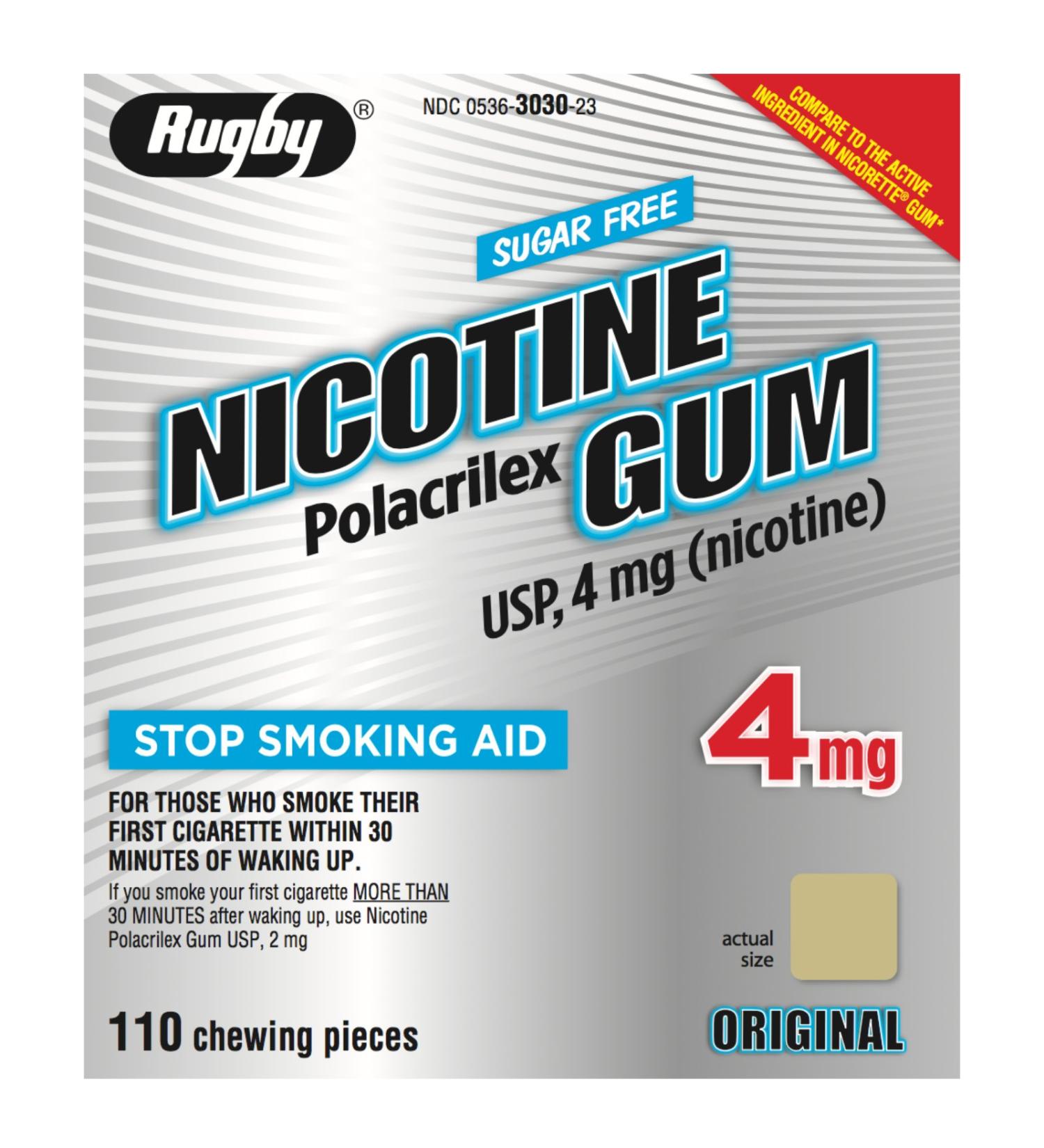 RUGBY Sugar-Free Nicotine Gum 4MG - Original - 110 Pieces by RUGBY