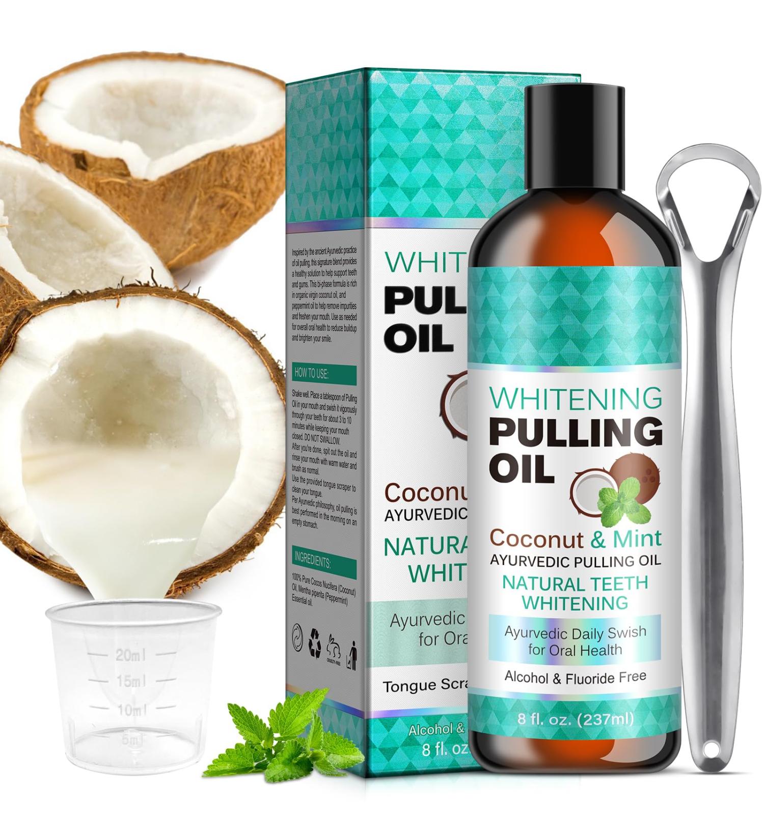 Organic Coconut Parenting Oil for Teeth - 237ml | Fresh Breath & Whitening with Mint Oil | Natural Mouthwash Alternative - Buy Online on GoSupps.com