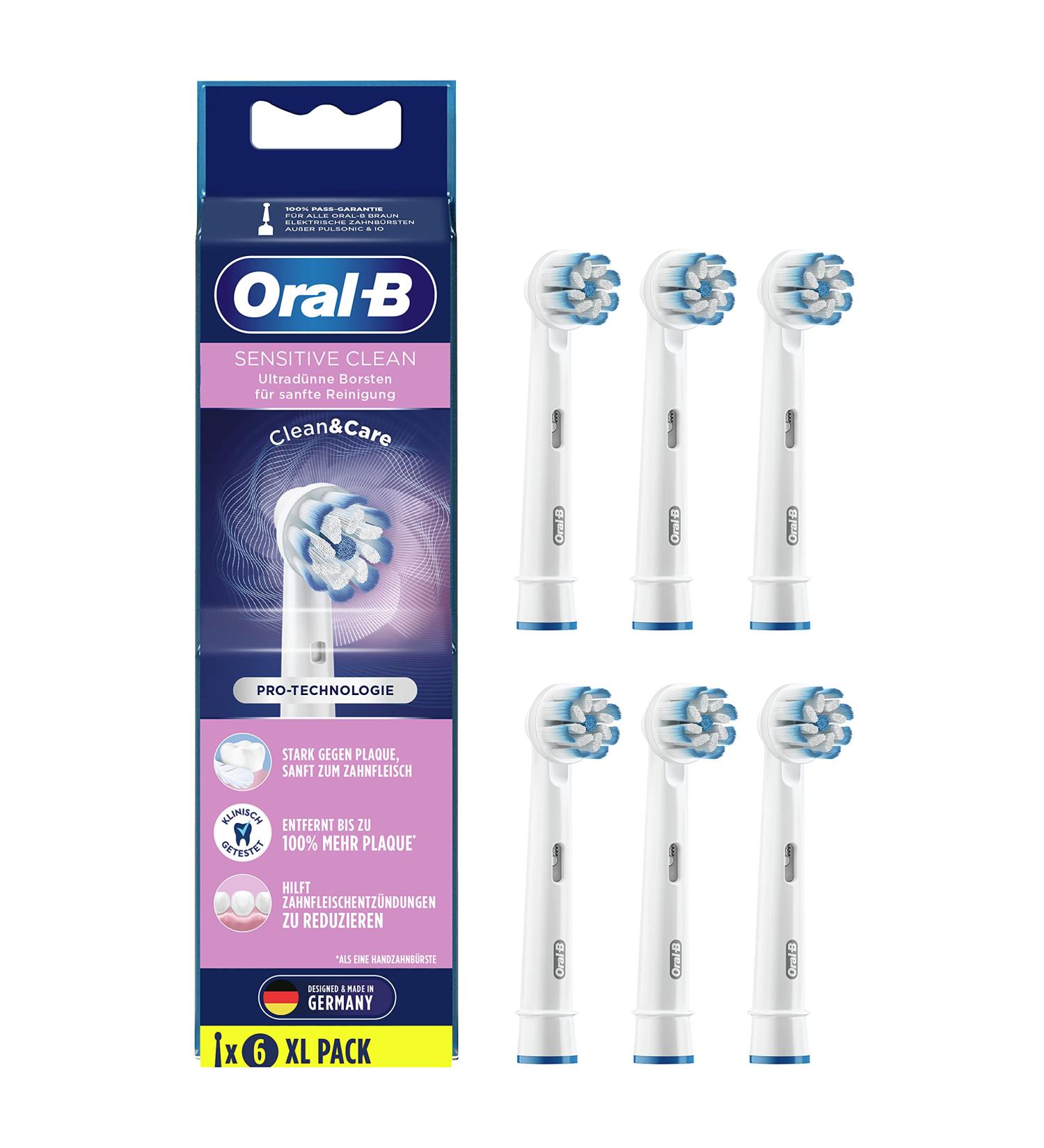 Oral-B Sensitive Clean Plug Brushes - 6 Ultra-Thin Bristle Toothbrush Attachments for Gentle Cleaning | Ideal for Oral-B Electric Toothbrushes - Buy Online on GoSupps.com