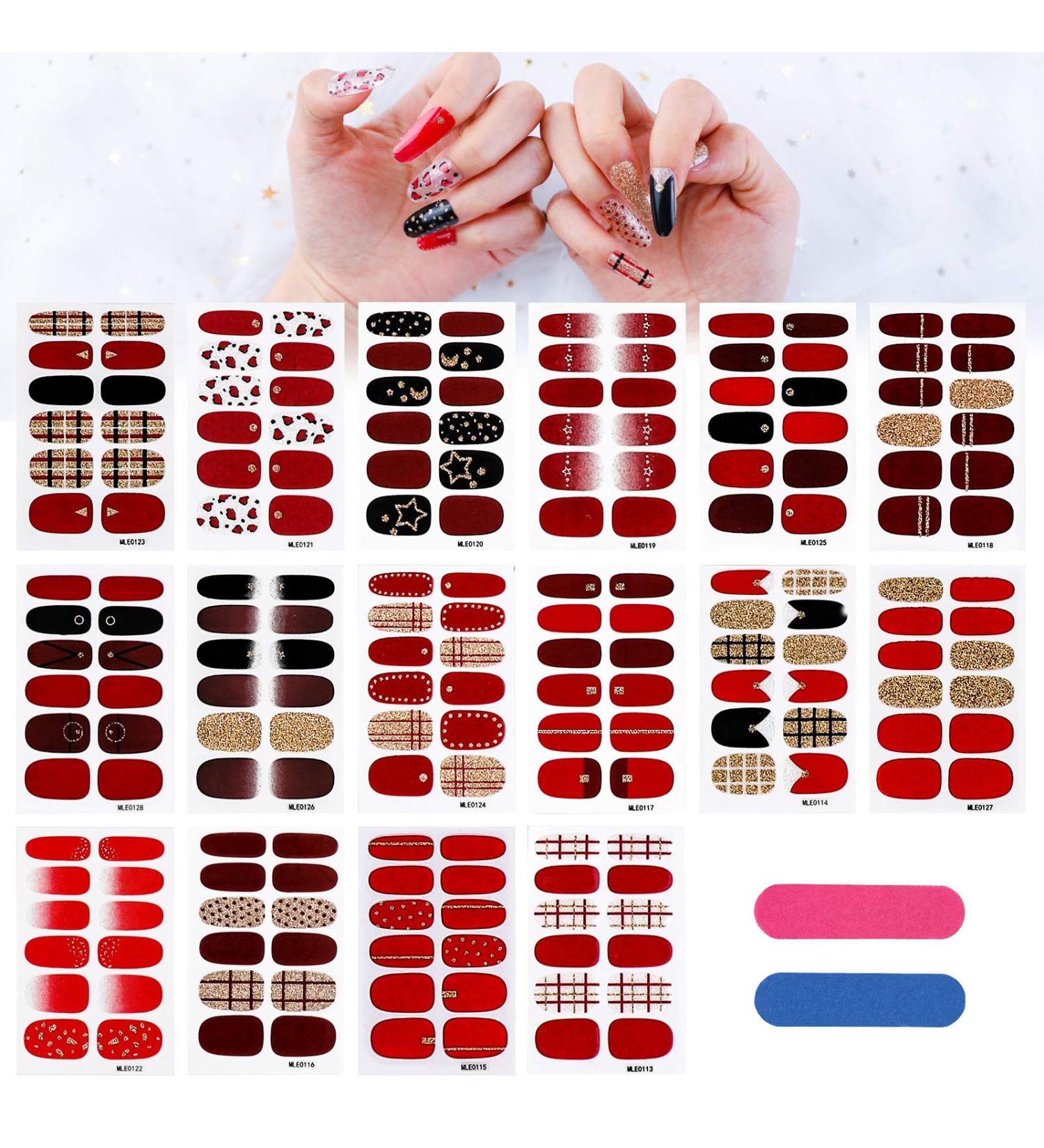 MWOOT 16 Sheet French Art Nail Stickers | DIY Self-Adhesive Nail Art Decals & Nail Files for Manicure Decoration - Buy Online on GoSupps.com