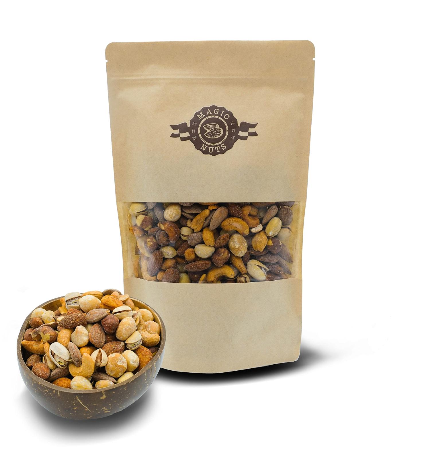 Buy Magic Nuts Premium Nut Mix - Roasted & Salted Macadamias Almonds Cashews Pistachios Hazelnuts | 500g & 1kg - Perfect Student Snack International Shipping Available - Buy Online on GoSupps.com