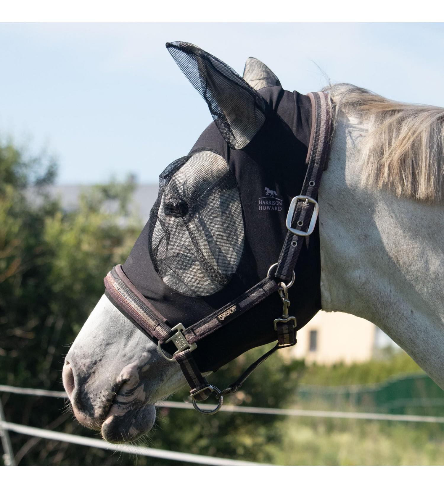 Harrison Howard Super Comfort Stretchy Fly Mask - UV Protection Large Eye Space Breathable - XL Black - Buy Online on GoSupps.com