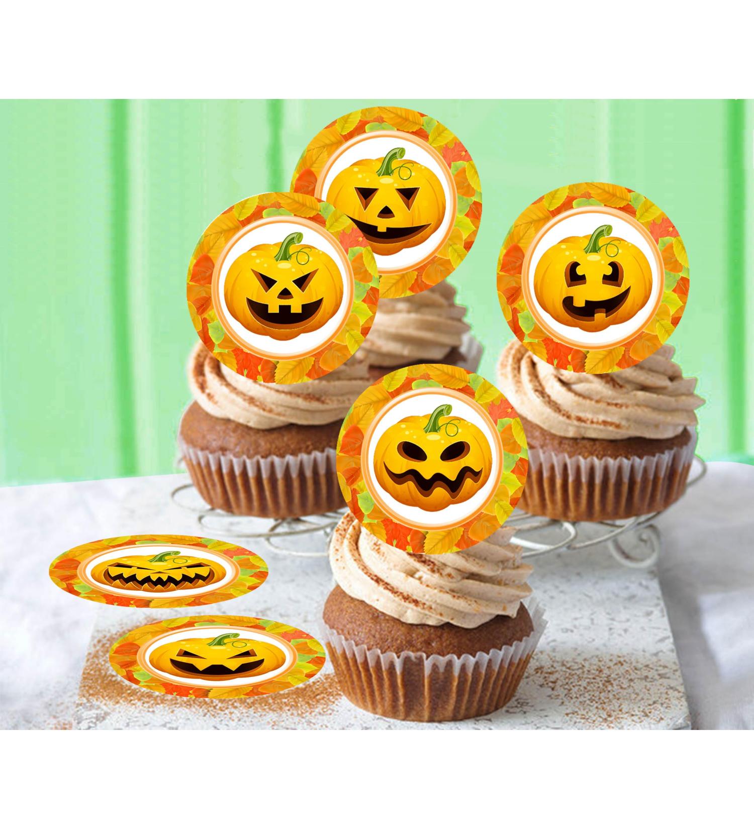 24 x Pre-Cut Pumpkin Set Edible Stand up Wafer/Rice Paper Cupcake Toppers Halloween Birthday Party Cake Decorations - Buy Online on GoSupps.com
