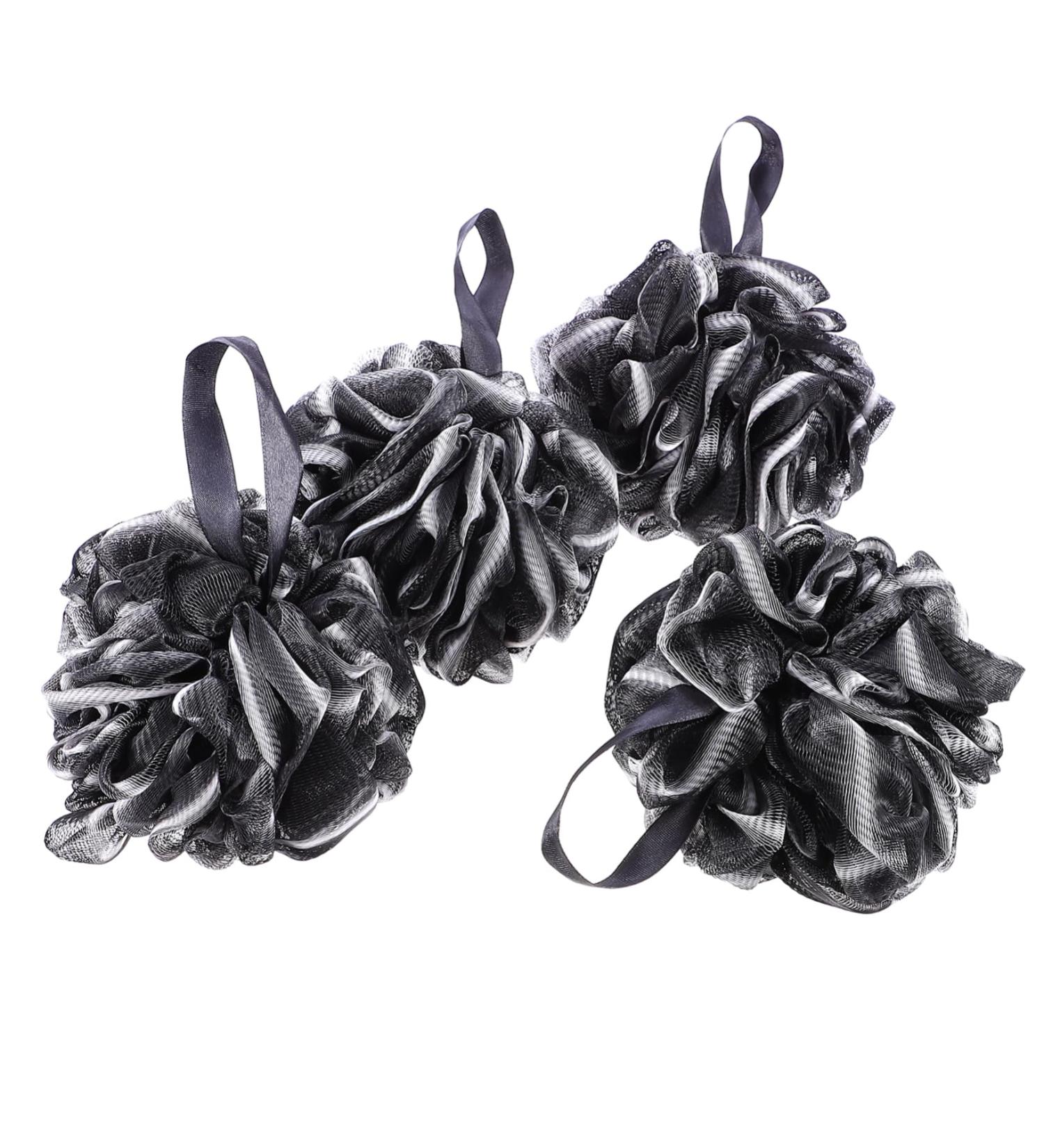 Beavorty 4pcs Charcoal Bath Ball & Shower Scrubber - Loofah Balls for Spa-Like Bathing | Bubble Maker Bathroom Accessories - Buy Online on GoSupps.com