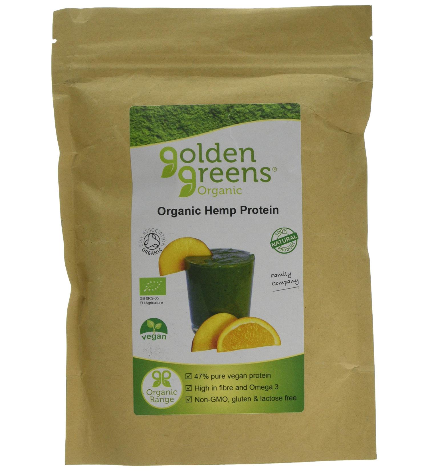 Golden Greens Organic Hemp Protein Powder 250g - Pure Plant-Based Protein Supplement - Buy Online on GoSupps.com