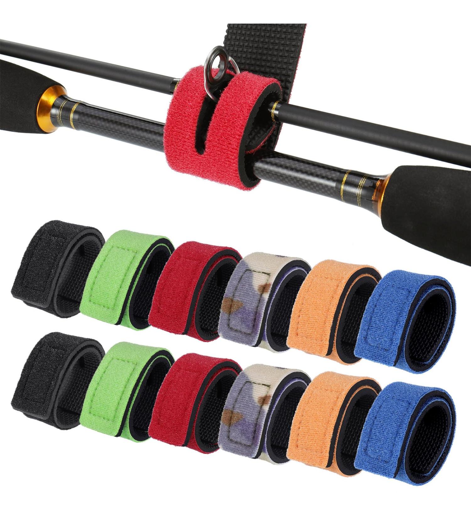 12-Piece Fishing Rod Strap Set | 6 Color Elastic Velcro Rod Straps (30cm) for Secure Fishing Gear - Buy Online on GoSupps.com