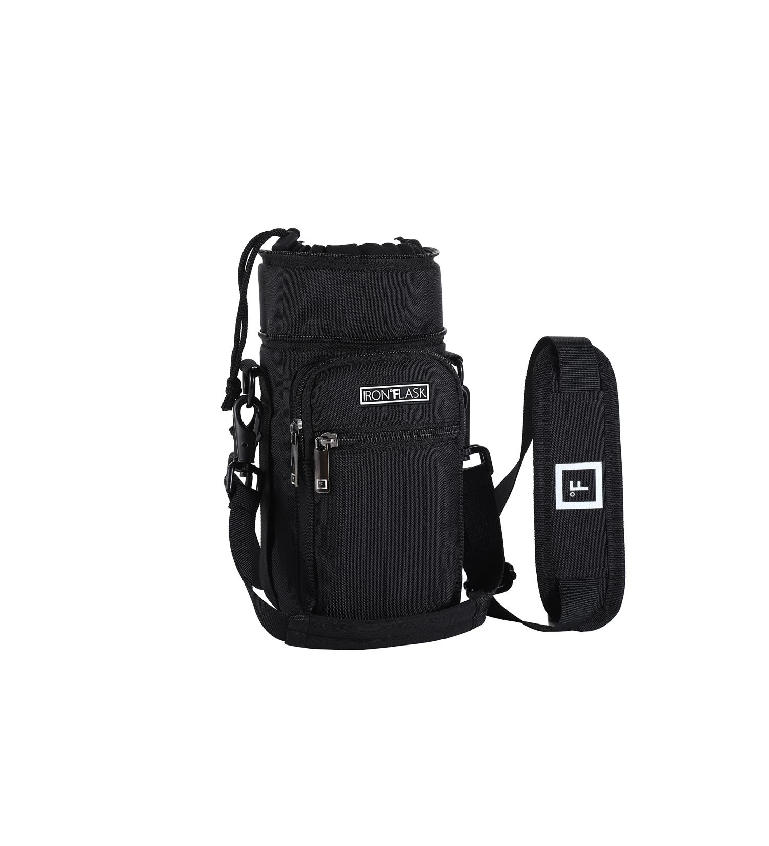 IRON FLASK Carrier Sleeve - Adjustable Shoulder Strap Holder for 32oz-40oz Bottles, Midnight Black - Buy Online on GoSupps.com