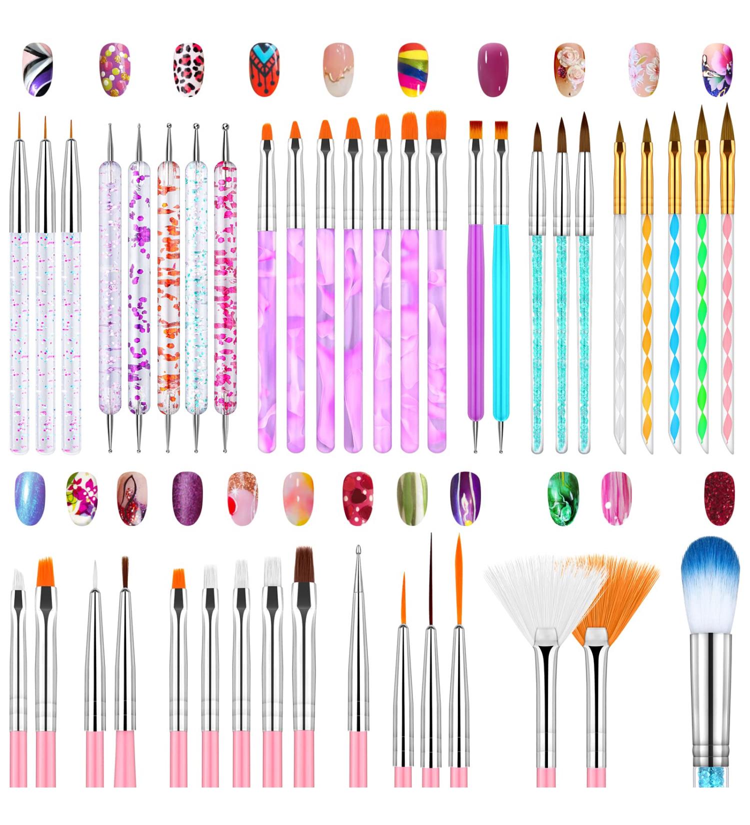 41 Pcs Nail Art Brushes Set | Double Ended Nail Art Pen, Dotting Tools, Dust Brush, Gel Polish & Liner Design Brush for DIY Manicure & Professional Salon Use - Buy Online on GoSupps.com