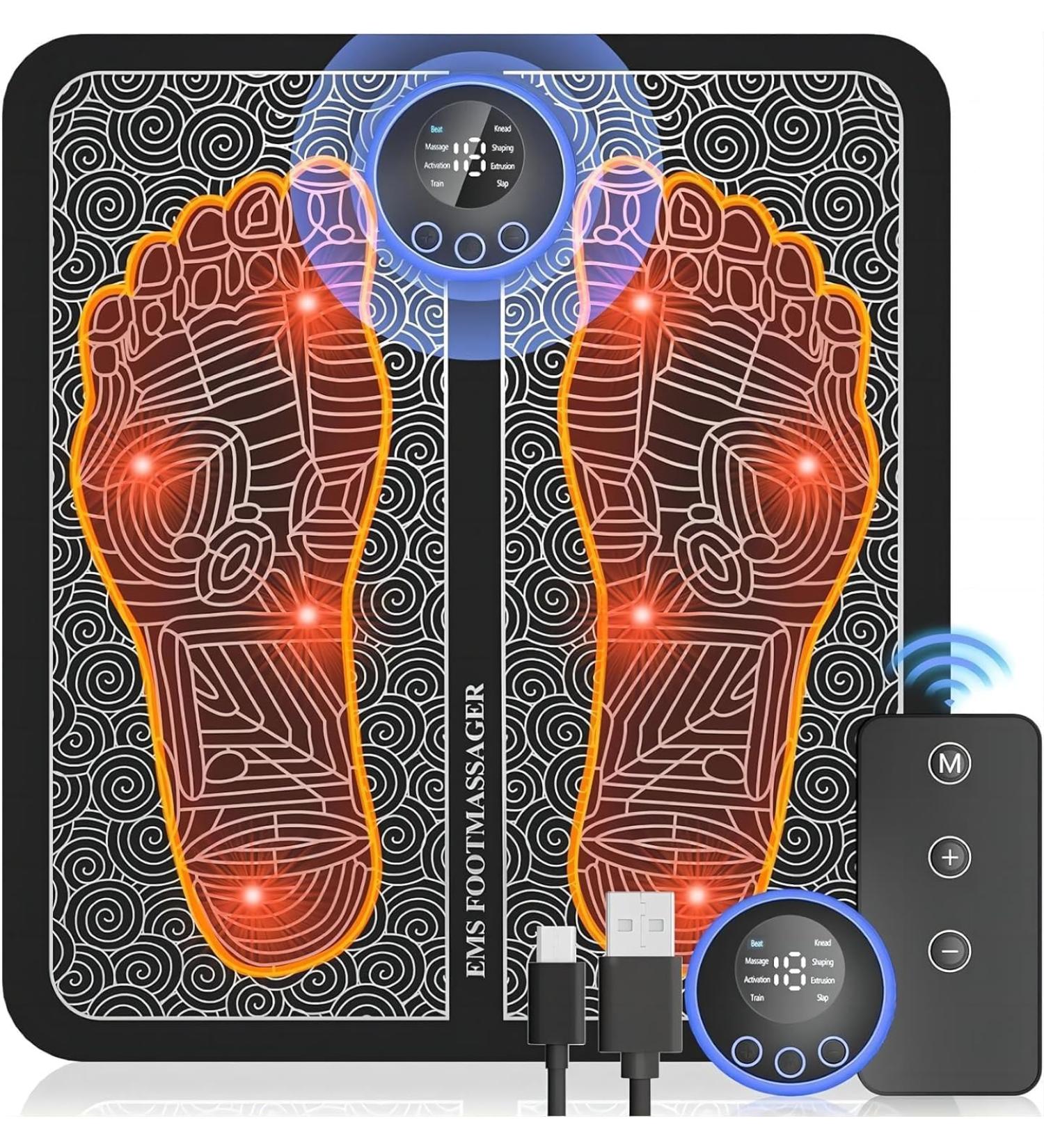 Foot massage pad for neuropathy electric foot massage pad for plantar fasciitis muscle relaxation portable and easy to operate with 8 modes and 19 levels of sports muscle foot massage suitable for a variety of scenes Black - Buy Online on GoSupps.com