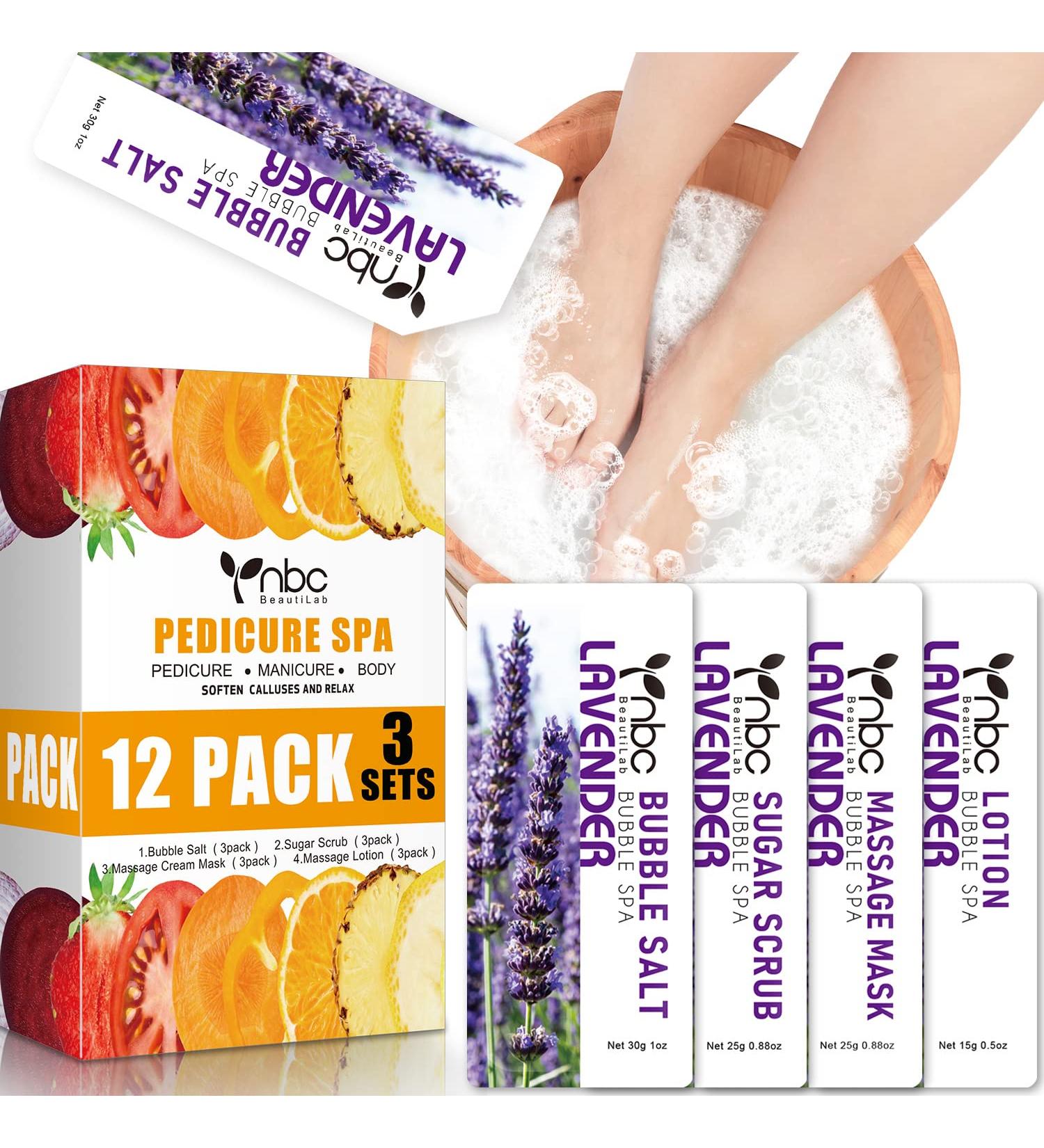 4 Step Lavender Foot Spa Pedicure Kit for Dry Cracked Feet - Bath Salt, Foot Cream, Scrub - Exfoliating Foot Care Set - Buy Online on GoSupps.com