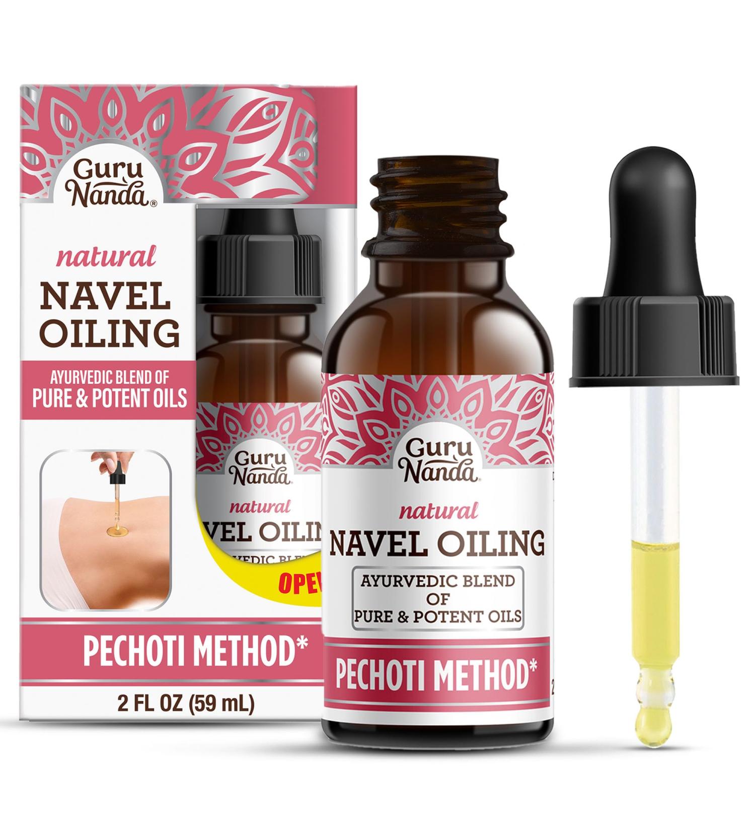 GuruNanda Navel Oiling Ayurvedic Belly Button Oil with Castor Neem & Vitamin E | Supports Digestion Detox Hydration & Stress Relief | 100% Natural & Pure | 2 fl oz - Buy Online on GoSupps.com