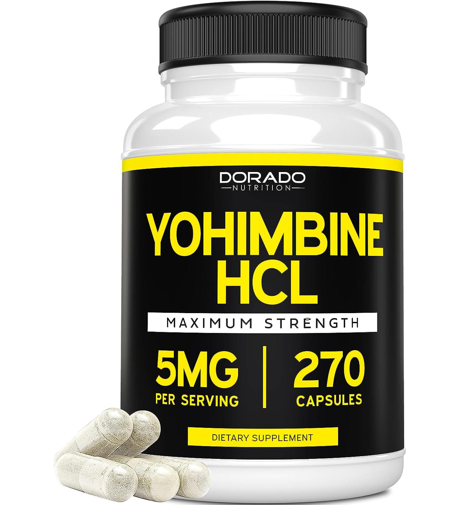 Yohimbine HCL 5mg Supplement - Yohimbe Extract - 270 Capsules - Extra Strength for Men and Women - Zero Fillers - Gluten Free, Non-GMO - USA Made - Quality Guarantee - Buy Online on GoSupps.com