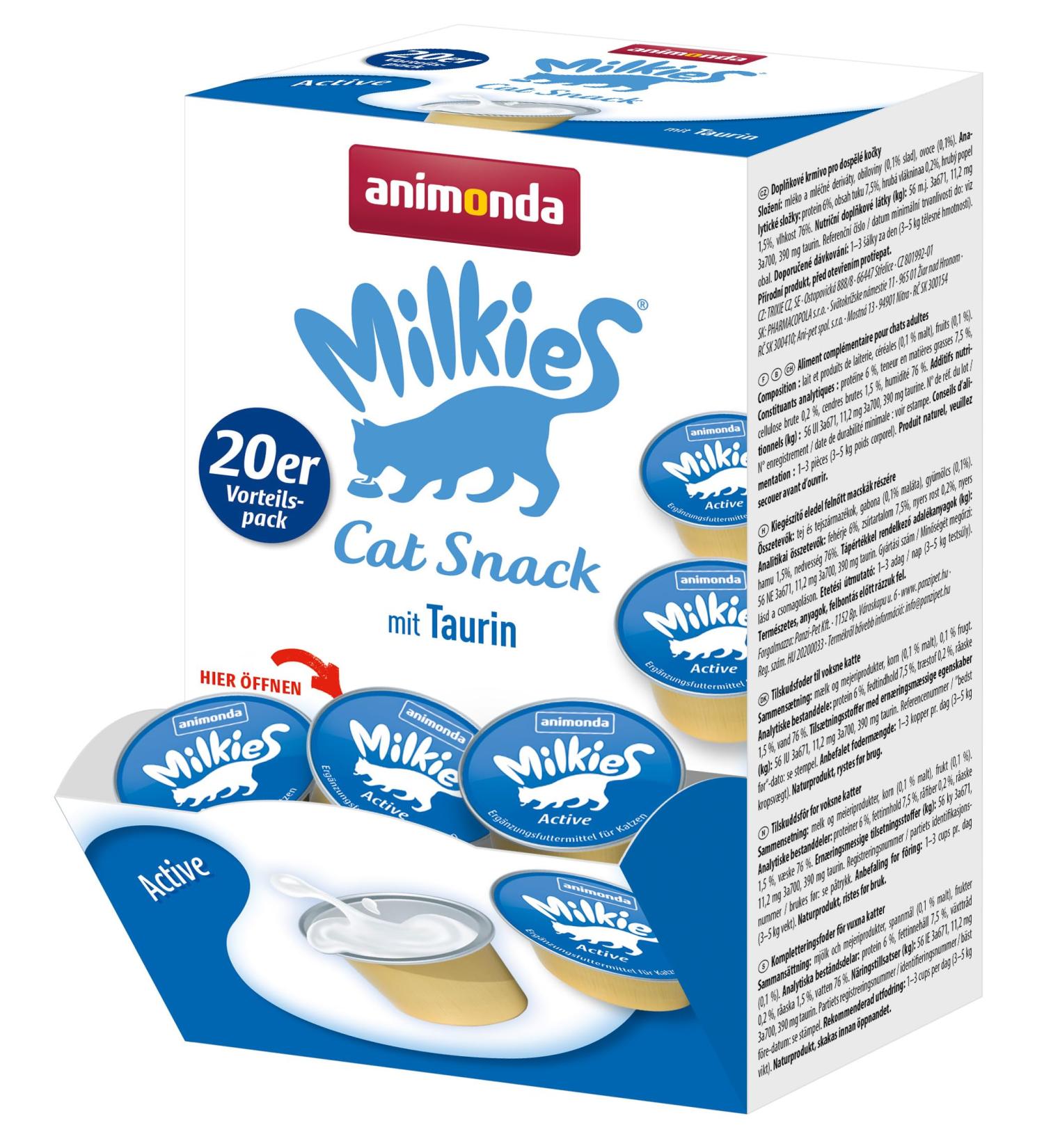 Animonda Milkies Active Cat Milk - 4 x 20 Cups (15g Each) | International Shipping Available - Buy Online on GoSupps.com