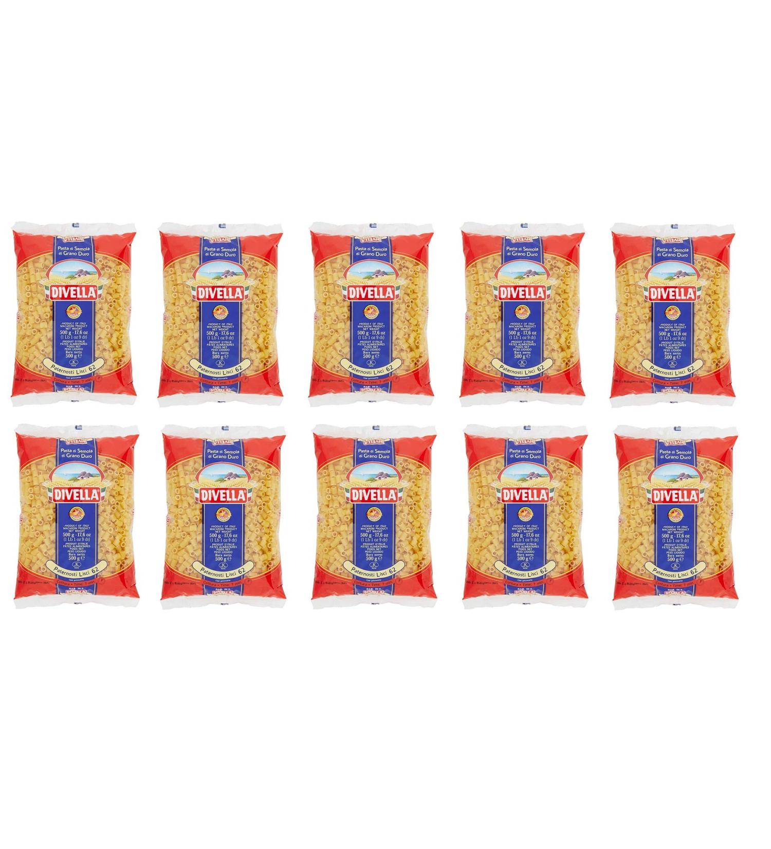 Divella Pack of 10 Divella 100% Italian pasta No. 62 Paternosti Lisci 500g
