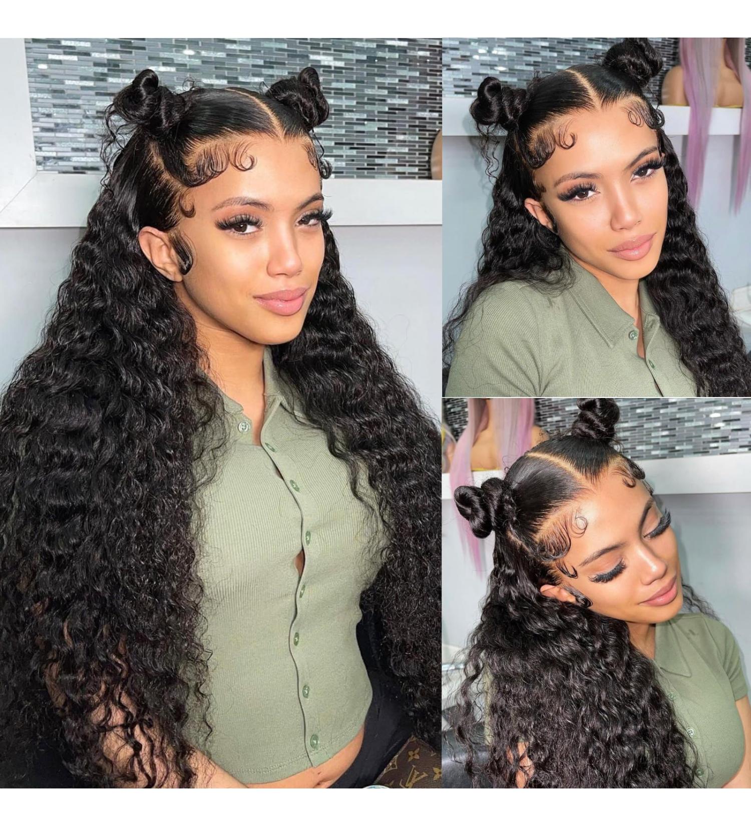 32 Inch Water Wave HD Lace Front Wig | 180 Density Brazilian Virgin Human Hair | Glueless Transparent Lace Frontal | For Black Women - Buy Online on GoSupps.com